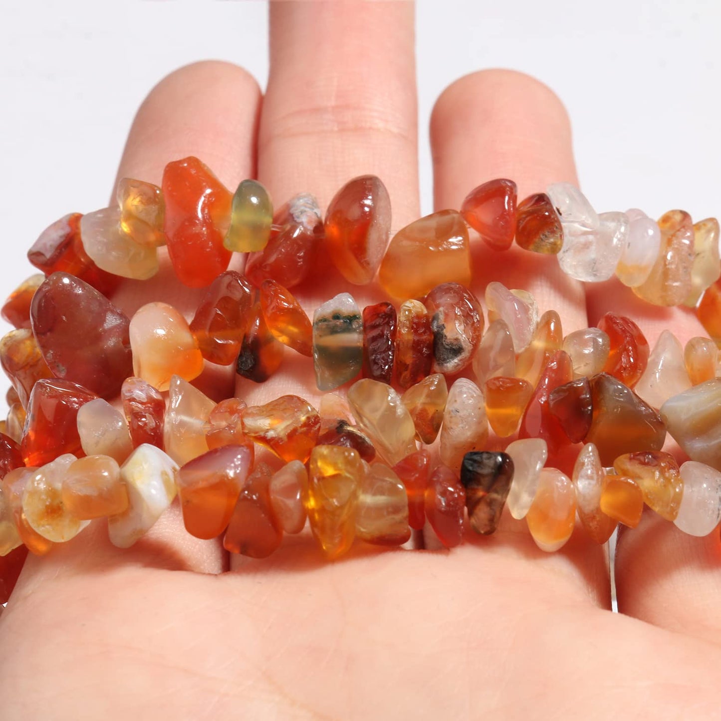 30in Red Agate Natural Chip Stone Beads 5-8mm About 230pcs, Irregular Drilled Orange Red Bead for Bracelets Jewelry Making Supplies for Adults, DIY Crafts.