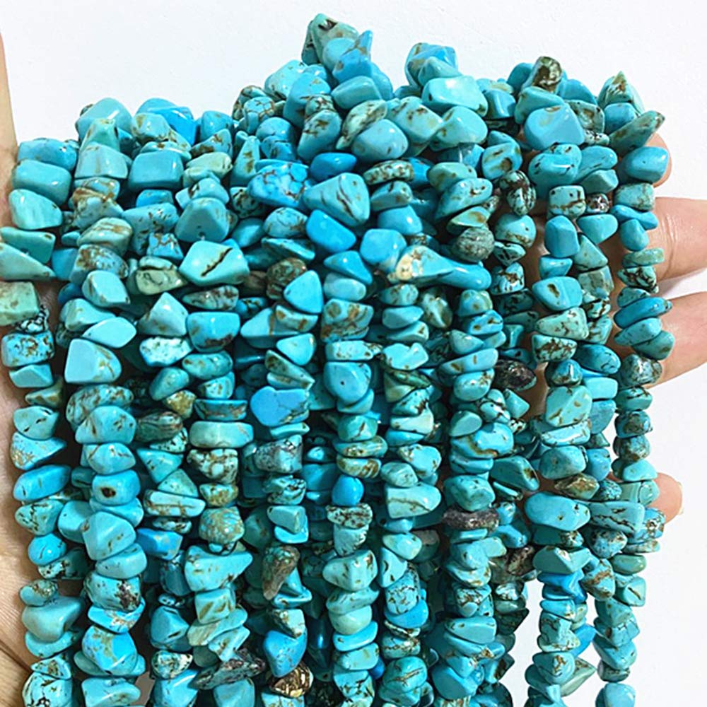 PLTbeads 5-8mm Natral Healing Gemstone Waist Bracelets Necklace Kit Irregular Stone DIY Crafts Design Jewelry Making 1 Strand per Bag Approxi 34 inch (Green Turquoise Chips)