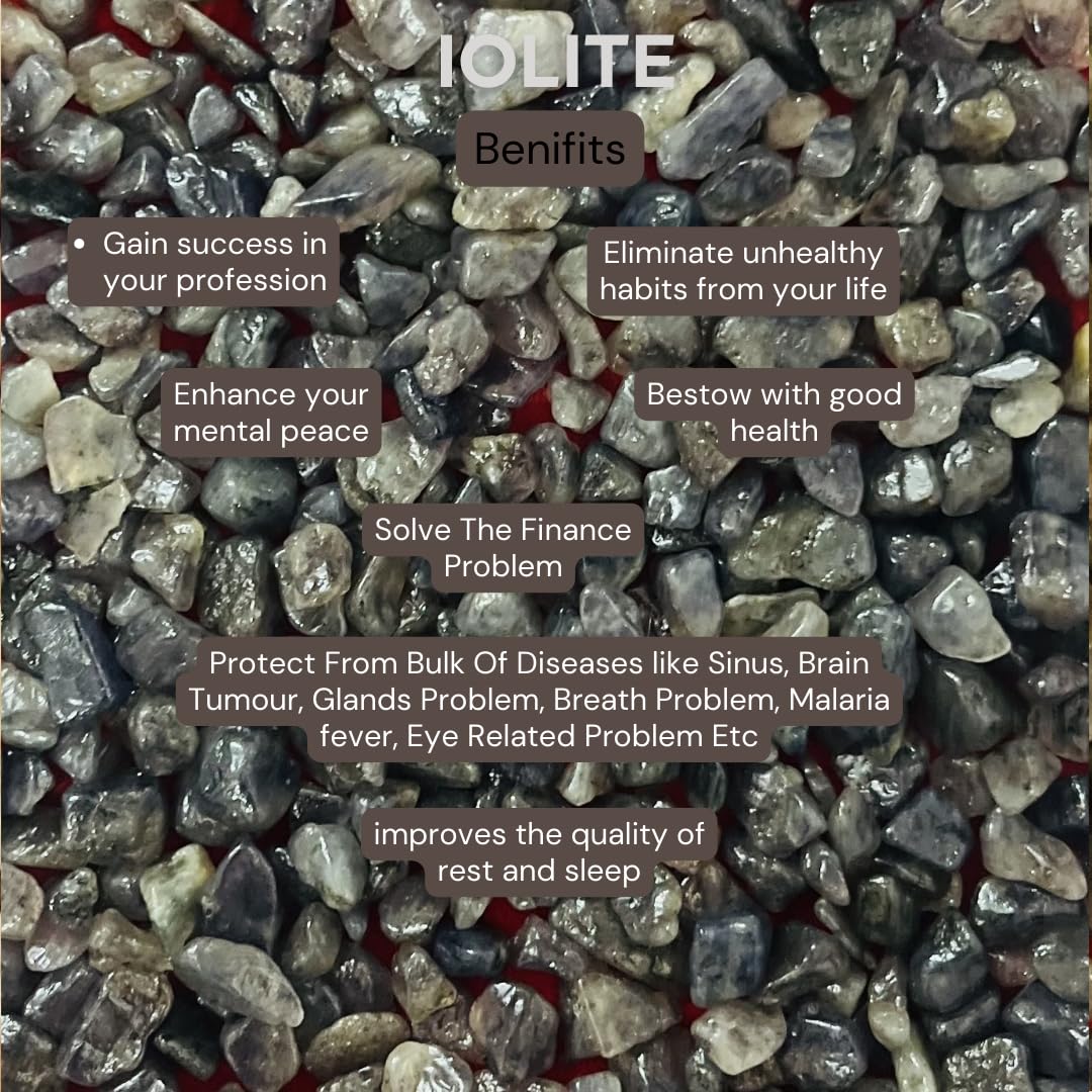 Indian Consigners Iolite Tumbled Stone Chips – 100g Natural Crushed Healing Crystals for Meditation, Sleep, Energy, Spiritual Growth & Decor