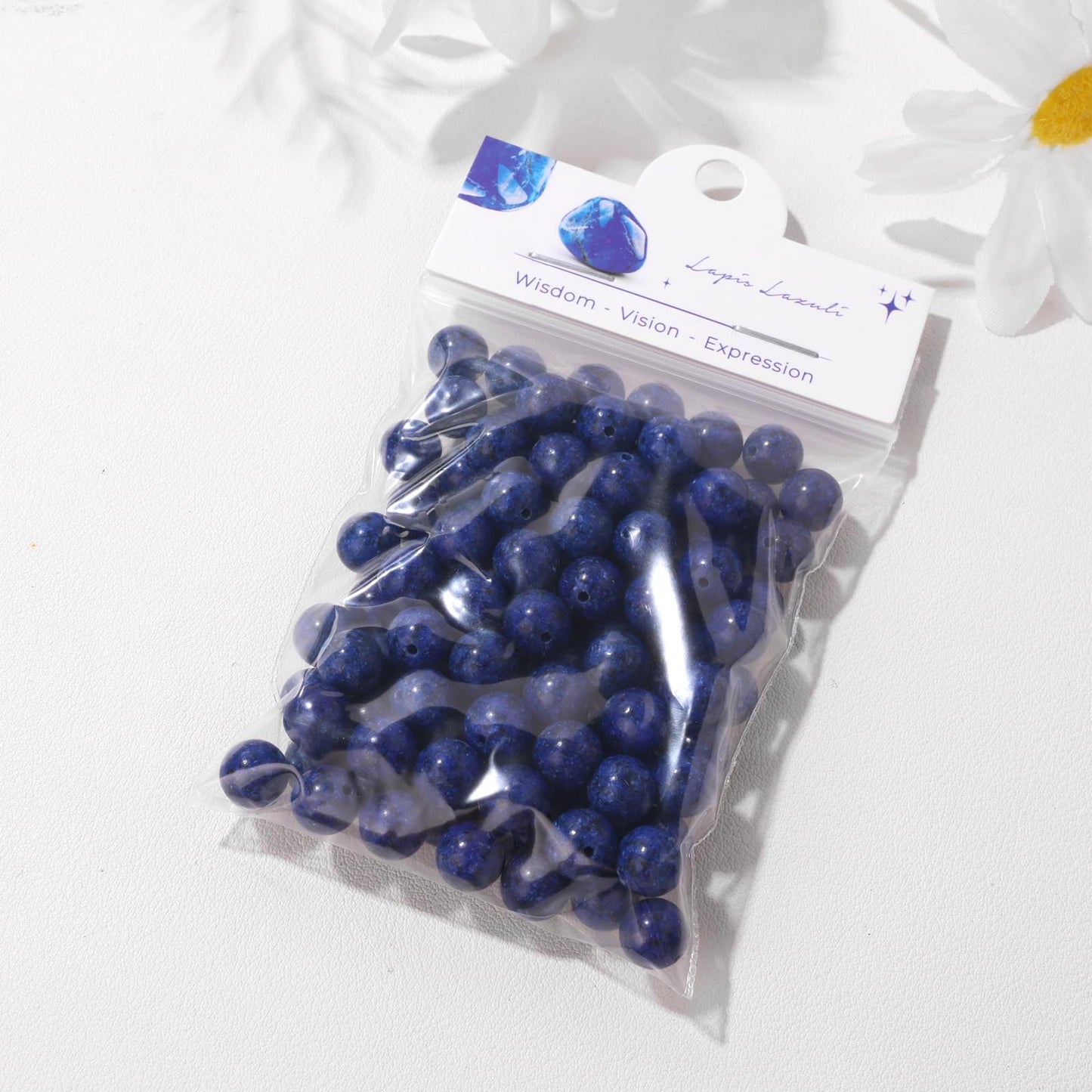 Raicegs 100pcs 8mm Lapis Lazuli Beads Natural Gemstone Beads Round Loose Beads for Jewelry Making DIY Bracelets Necklace
