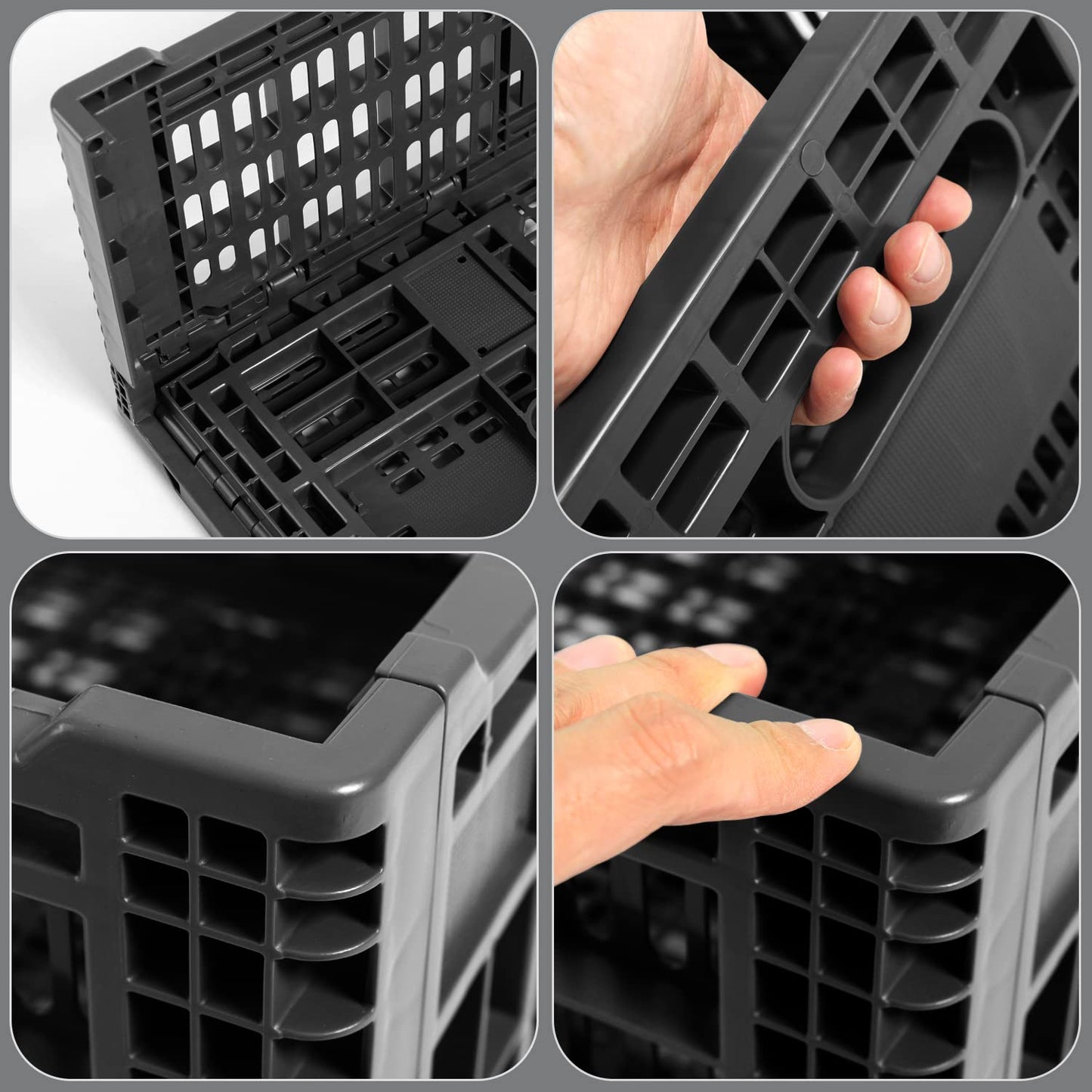 QTJH Collapsible Storage Bin Containe,52 Liter Transferheavy duty plastic storage box ,milk crates heavy duty Transit storage of various items black (1)
