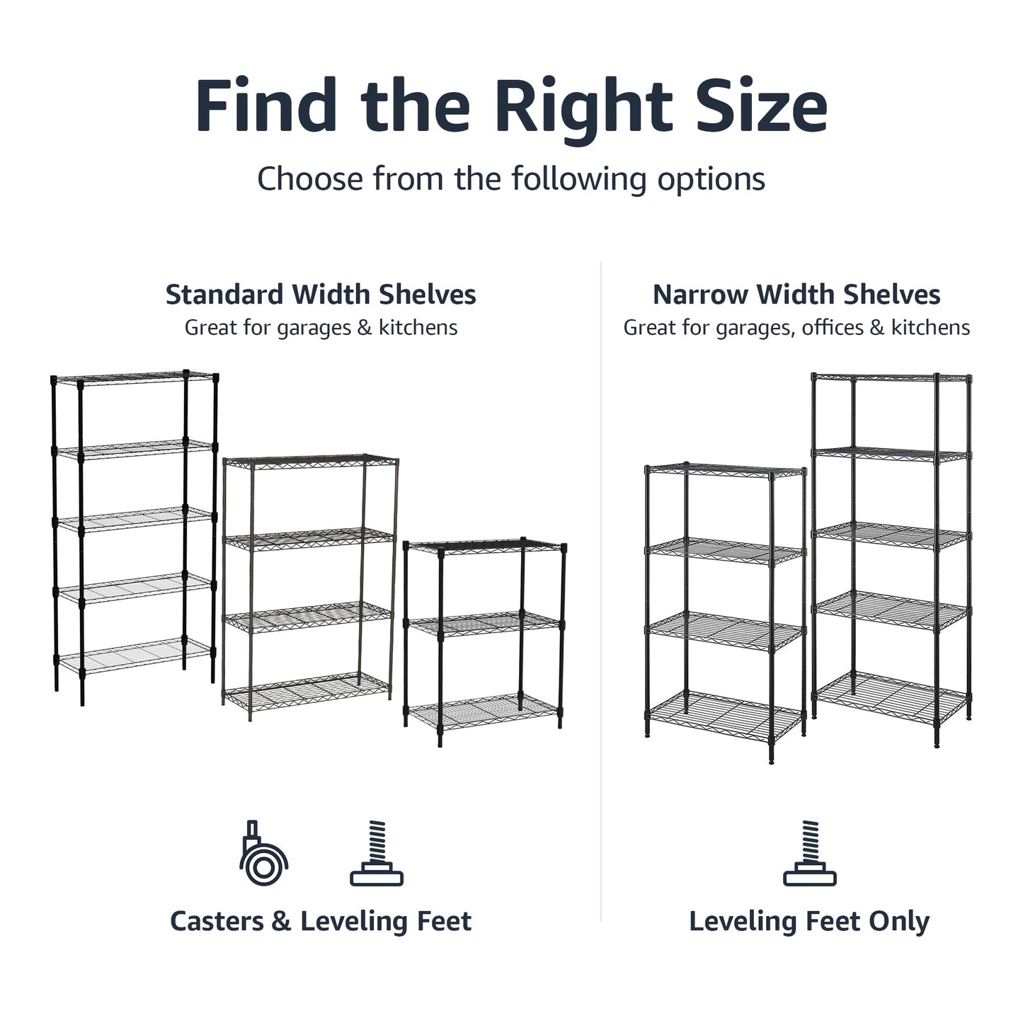 Amazon Basics 3-Shelf Adjustable Heavy Duty Storage Shelving Unit on 2" Wheels, Metal Wire Rack for Garage, Utility Shelving with Leveling Feet, 23.2"L x 13.4"W x 32.75"H, Black