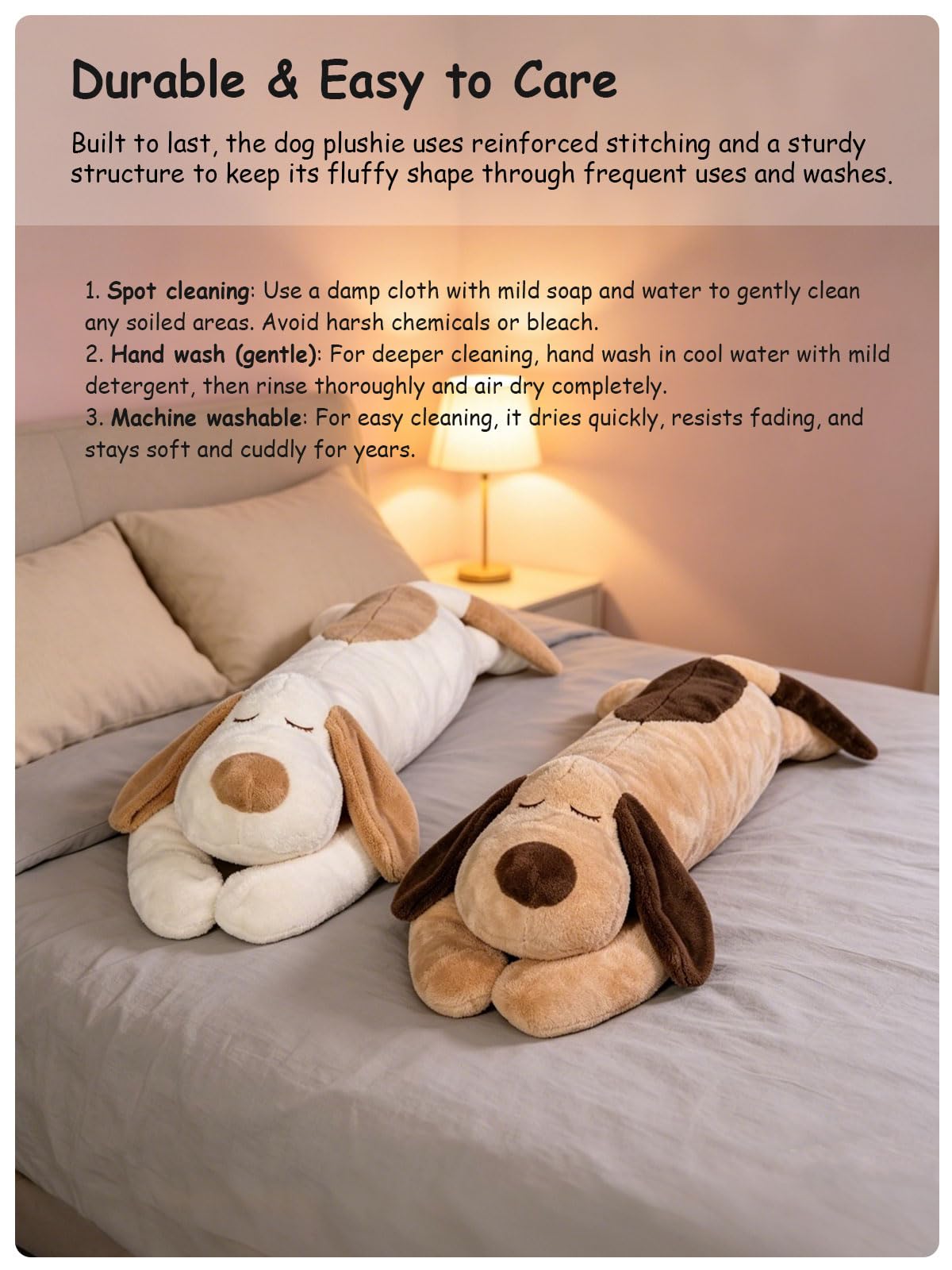 FIAEUGZKM Large Dog Plush Body Pillow, 45" Long Fluffy Dog Stuffed Animal for Girls, Soft Cuddly Stuffy Birthday Gift Home Decor Plushy Toy for Kids Teens Adults Girlfriends, White