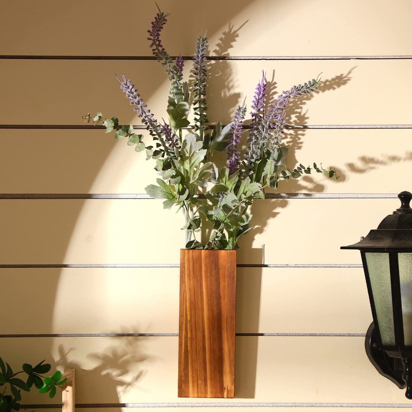 Nuanchu 6 Pack Wood Wall Planter Wooden Hanging Planter for Dried Flowers and Artificial Greenery Plants Wooden Pocket Vase Farmhouse Wall Decor for Indoor Hydroponics Plants (Natural, Wood Style)