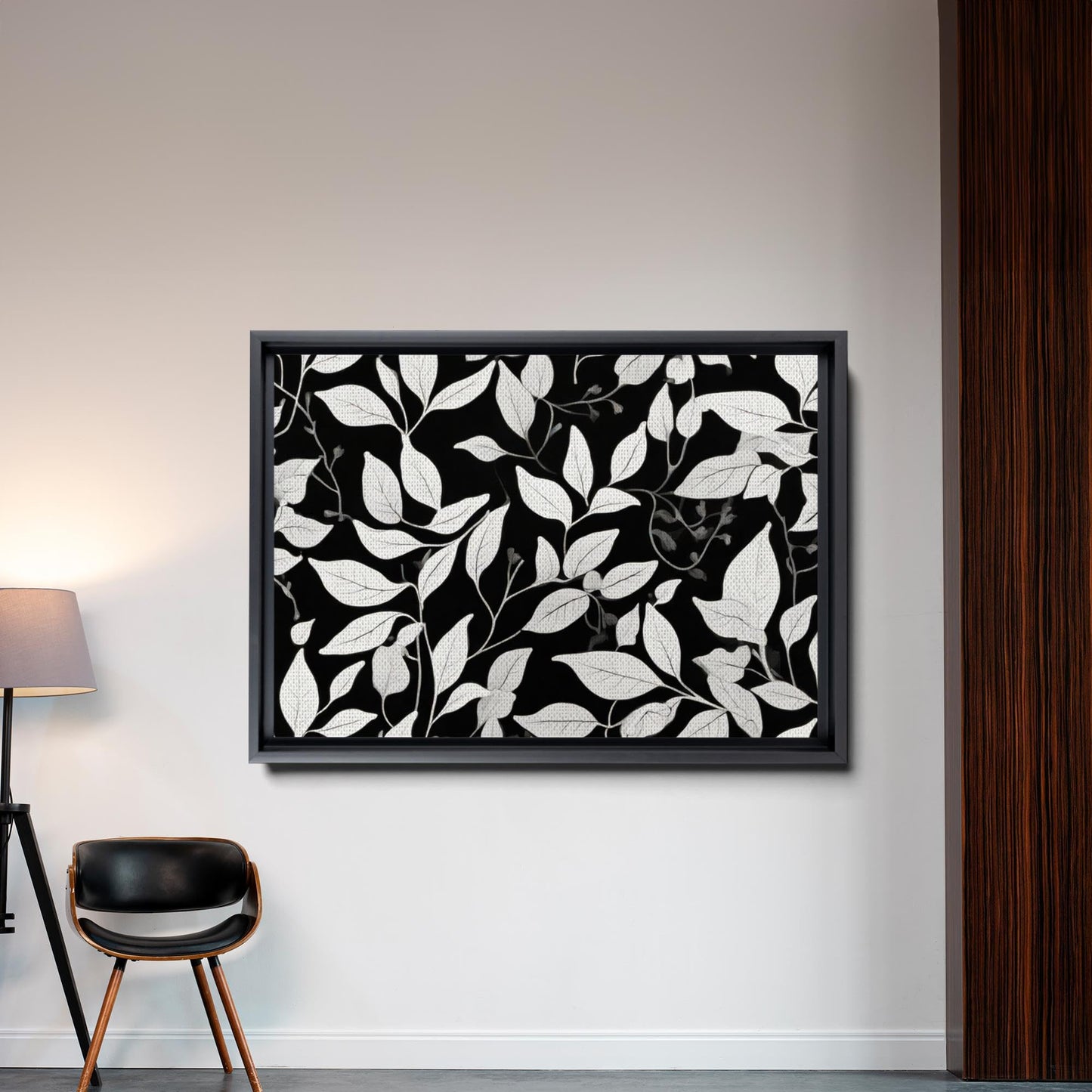 Canvas Print Scandinavian Folk Art Black and Beige Abstract Botanical Wall Art for Scandinavian Home Decor Decor Canvas, Print