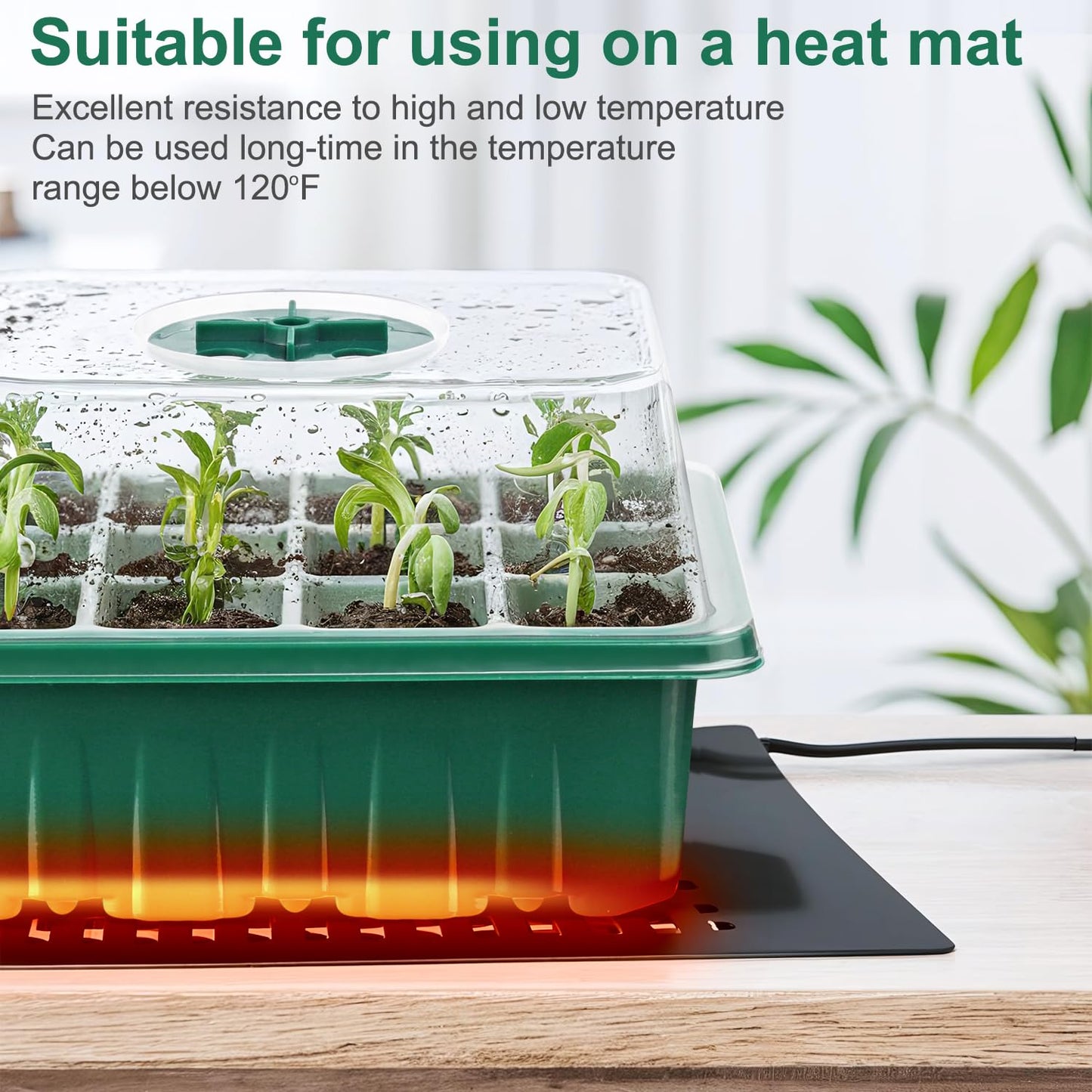 VPQZUPG 10 Pcks Seed Starter Tray 120 Cells Seed Starter Kit with Humidity Dome, Seed StartingTrays for Seed Seedling Planting Starter, Mini Greenhouse Plant Germination Trays(Green)