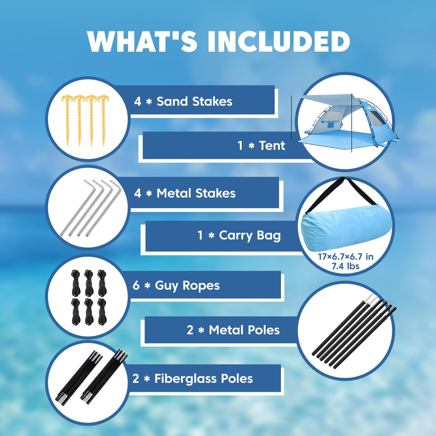 Purebox Beach Tent Sun Shelter - 2/3/4 Person UPF 50+ UV Protection Tents with Canopy, Easy Setup Lightweight Beach Shade Tent, Portable Beach Cabana Sun Shade Shelter