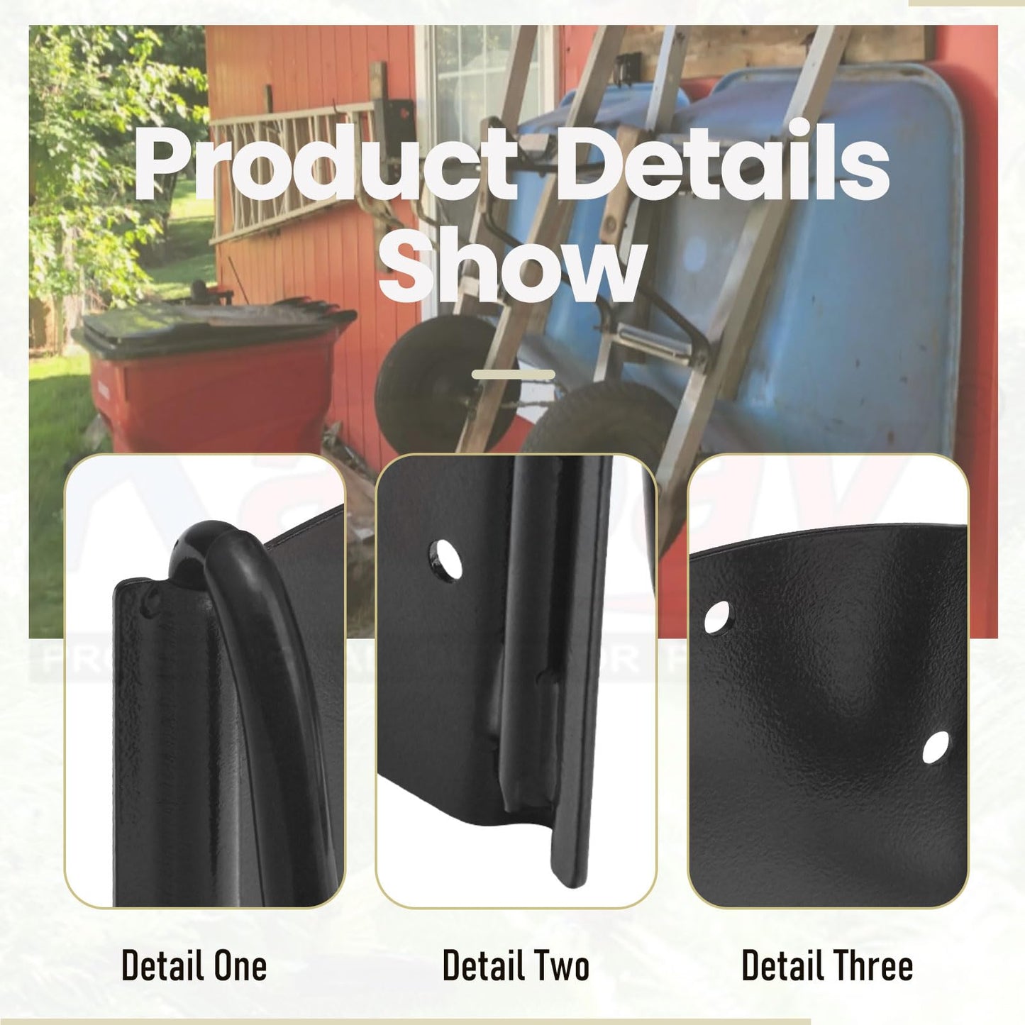 Wheelbarrow Storage Bracket - 90 lbs Capacity, Heavy Duty Storage Hook for Most Wheelbarrows Designs, Comes with a Spring Loaded Lift Latch Safety Catch Feature