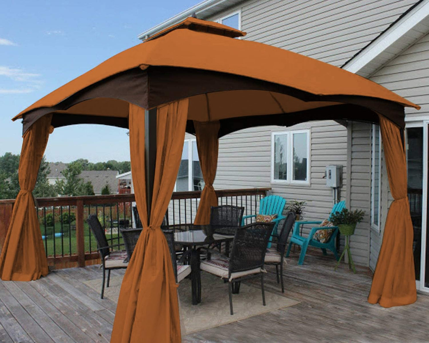 Eurmax USA High Performance Replacement Canopy Top for Lowe's Allen Roth Heavy Duty Gazebo Roof Gazebo Top with Air Vent 10X12 Cover #GF-12S004B-1, Replacement Top Only (Rust)