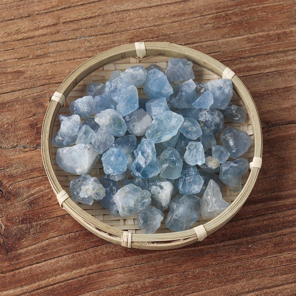 Apengshi 0.97 lb(440g) Natural Celestite About 0.59-1.18in Healing Crystal Tumbled Rough Stone Chakra Raw Stone Meditation Reiki Collection