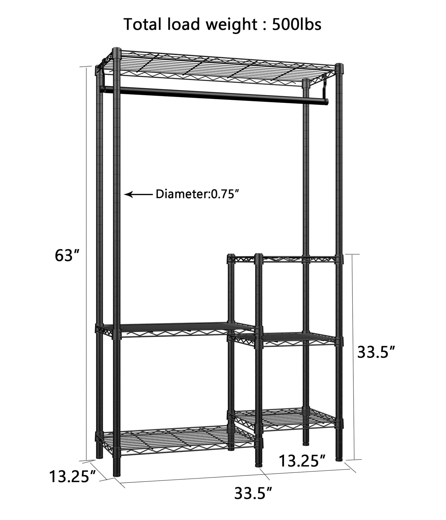 Xiofio Plant Stands for for Indoor Outdoor, Heavy Duty Metal Plant Stand,large Plant Shelf,Adjustable Plant Shelves With Hanging Rod for Living Room,Balcony,Garden,Black