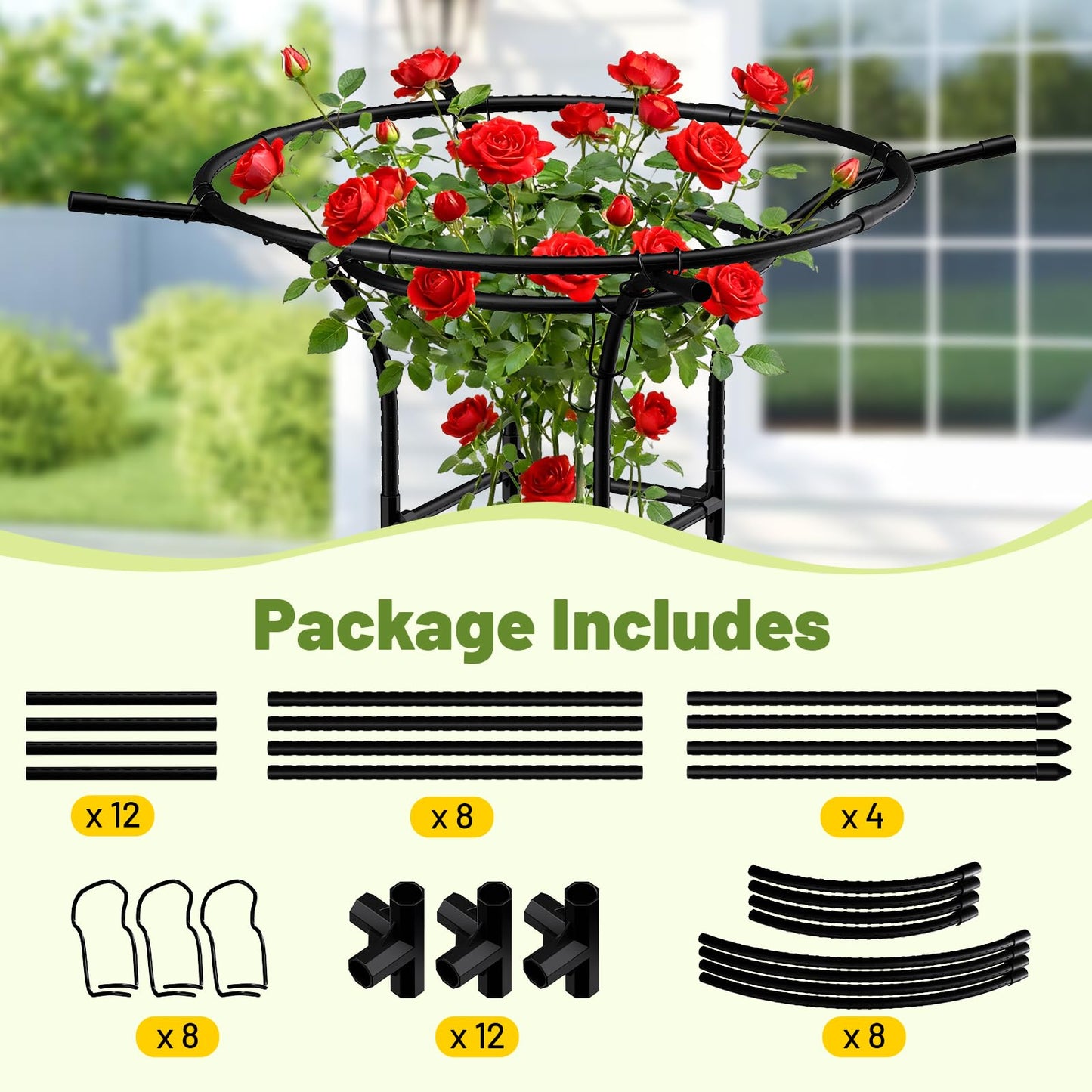 Garden Trellis for Climbing Plants Outdoor, 65 Inch Mushroom Top Trellis for Climbing Plants, Plant Trellis Support for Potted Plants Climbing Vine Rose Clematis Vegetable Trellis, 1 Pack (1)
