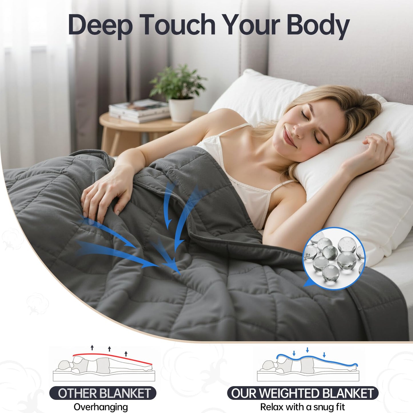 HCOIW Weighted Blankets for Adults - 20lbs,60” x 80”Queen Size Heavy Blanket for Sleeping, Machine Washable, Soft and Breathable Cooling Blanket with Premium Glass Bead,All-Season