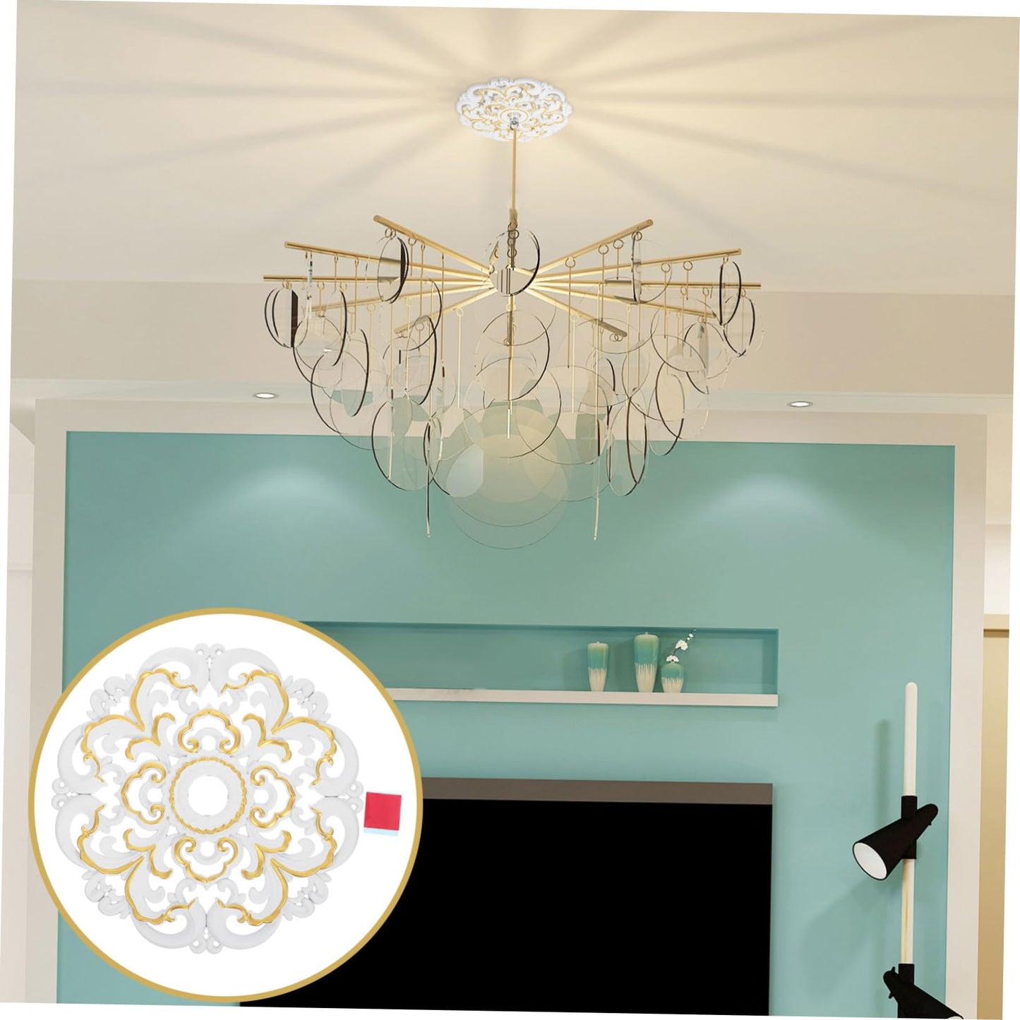 IWOWHERO Traditional Ceiling for Chandelier and Ceiling Fan Decorative Round Light Fixture Cover Elegant Construction for Home Bedroom Living Room Decor