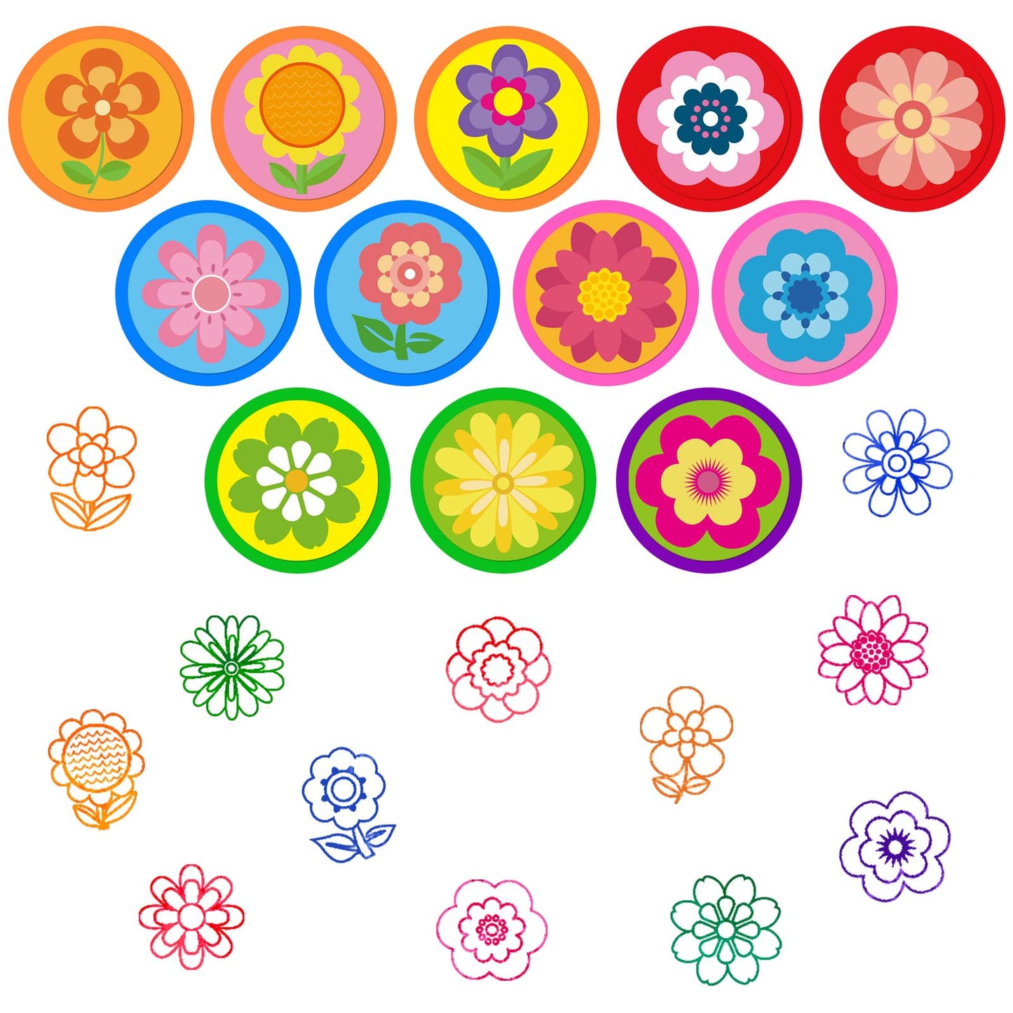 Cinrobiye 24 PCS Flower Party Stampers,Spring Daisy Birthday Favors for Girls Boys, Groovy Floral Party Supplies, Classroom Rewards, Goodie Bag & Pinata Fillers, Carnival Prizes
