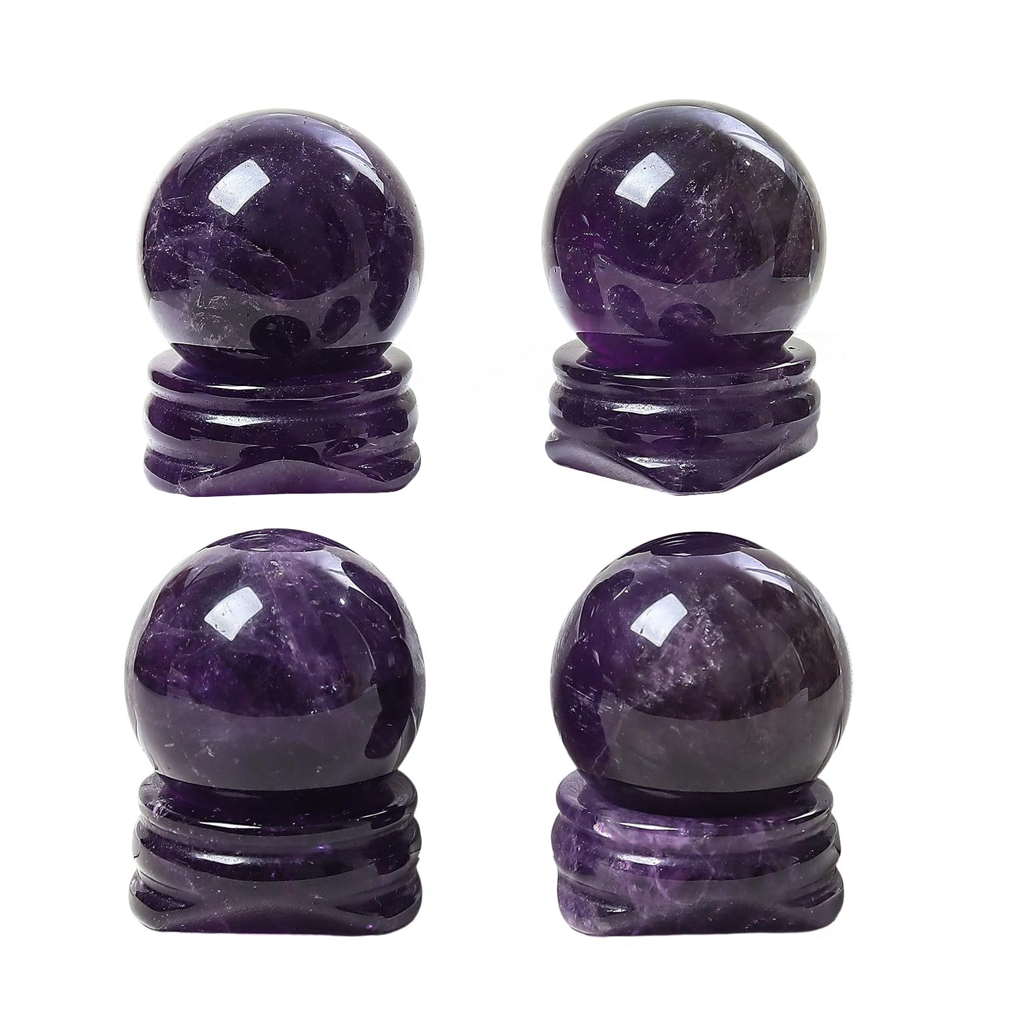 Casaper Natural Amethyst Ball with Stone Stand, Healing Crystal Sphere for Home Fengshui Yoga Meditation, Reiki Energy Balancing 1.18”(30mm)