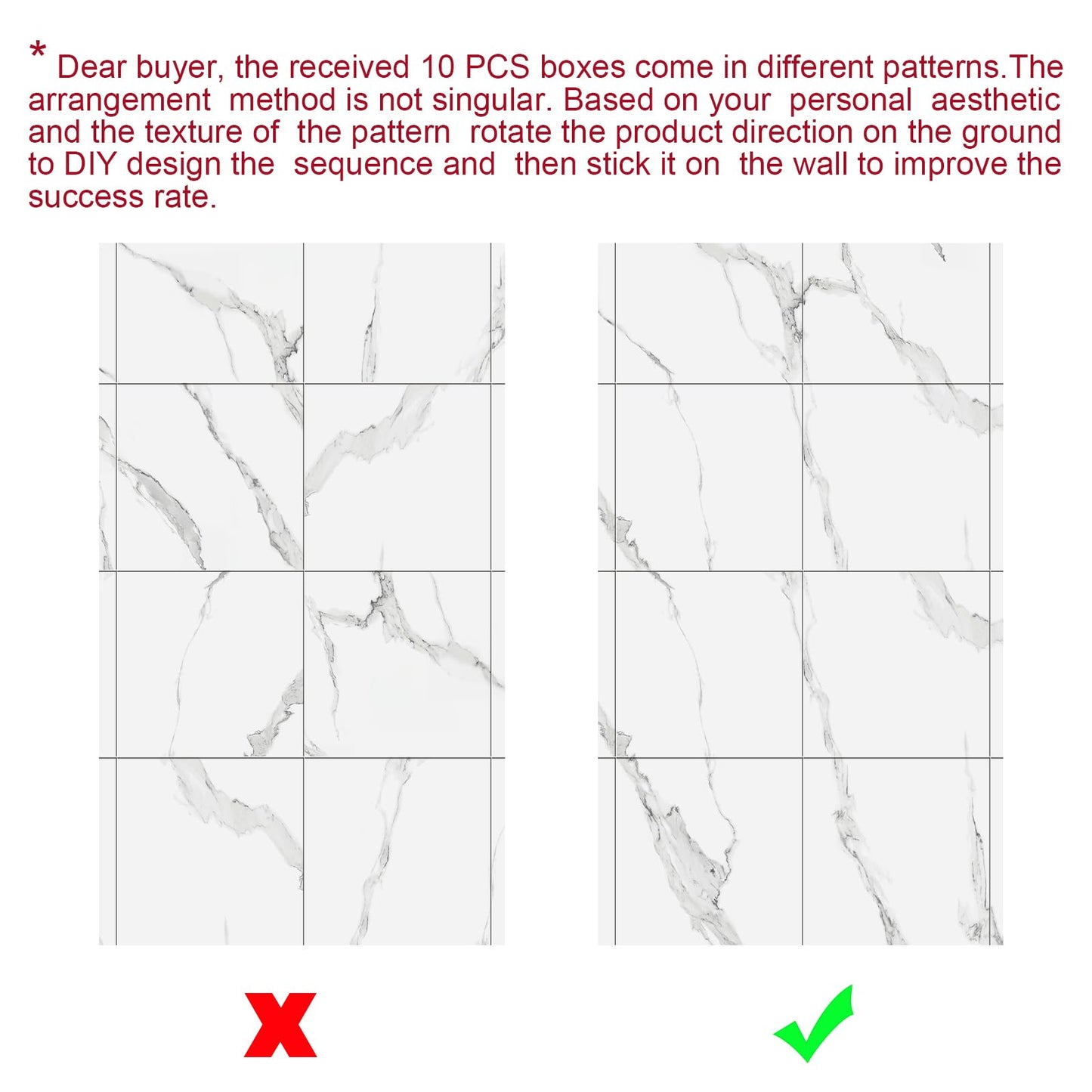 10pcs Marble Peel and Stick Waterproof Wall Panels,Heat-Resistant Backsplash Tile, 23.6"x11.8" PVC Foam Wall Sticker for Kitchen,Living Rooms,TV Walls,White and Gray (Not Real Tile 19.4Sq. Ft.)