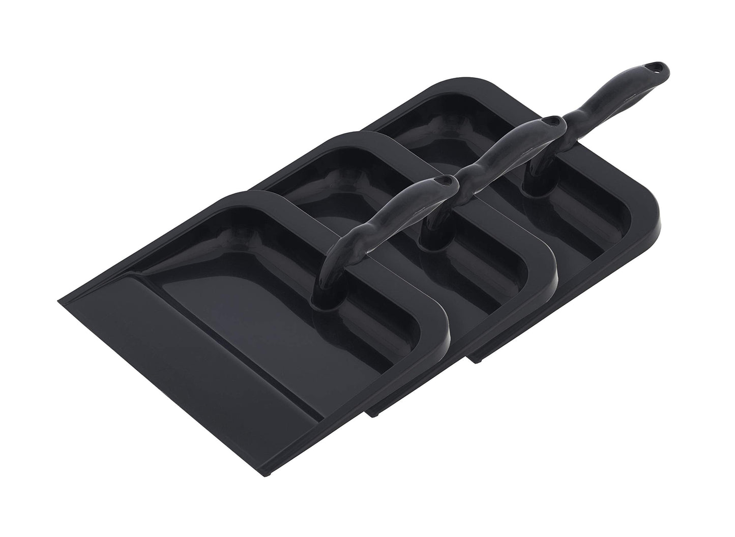 Superio Heavy Duty Plastic Dustpan with Comfort Grip Handle Black, Durable, Lightweight Multi Surface Dust Pan Easy Broom Sweeping, 10 inches Wide, 1-Pack