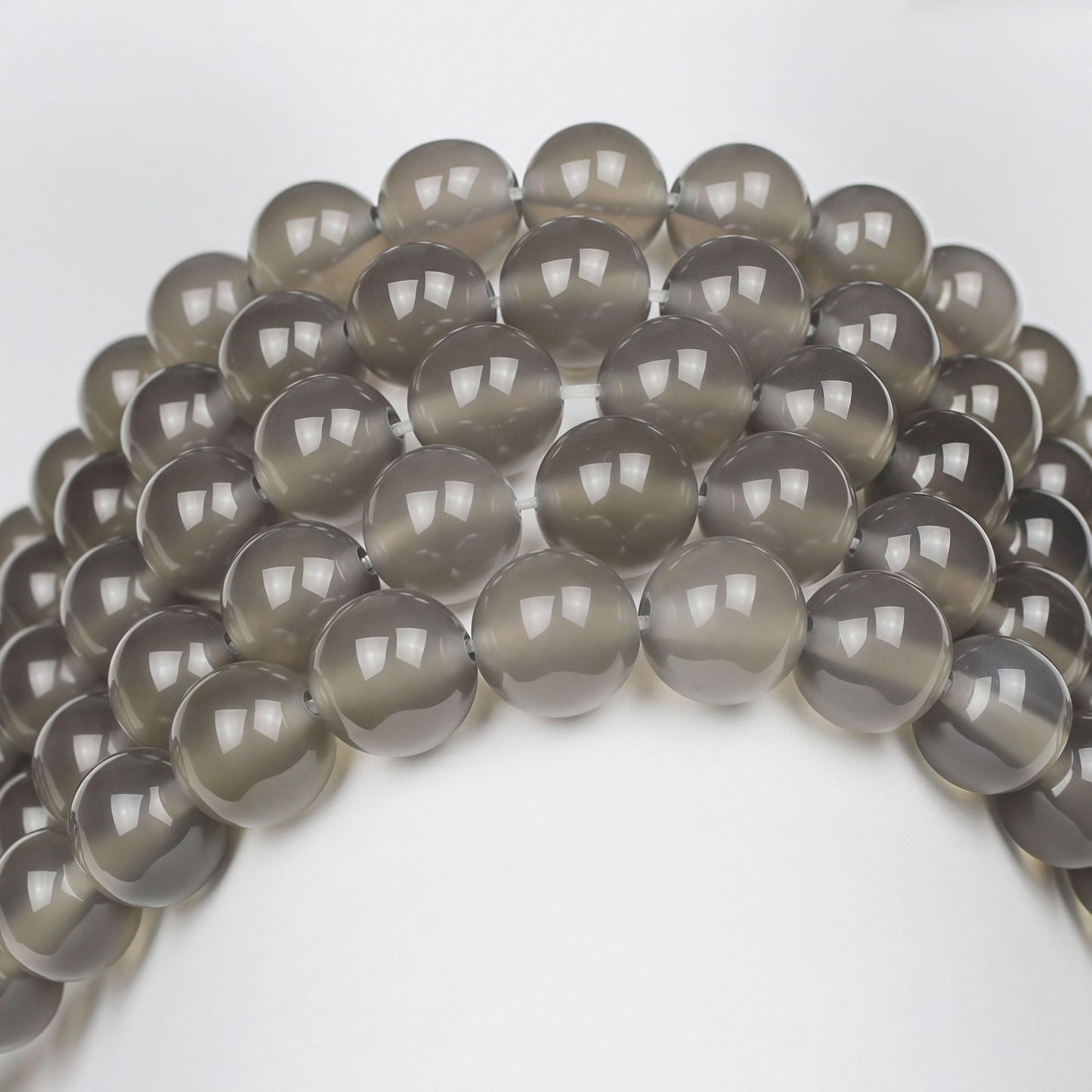 MJDCB 7A Natural Grey Agate Gemstone Round Stone Beads for Jewelry Making DIY Bracelet Necklace (6mm)