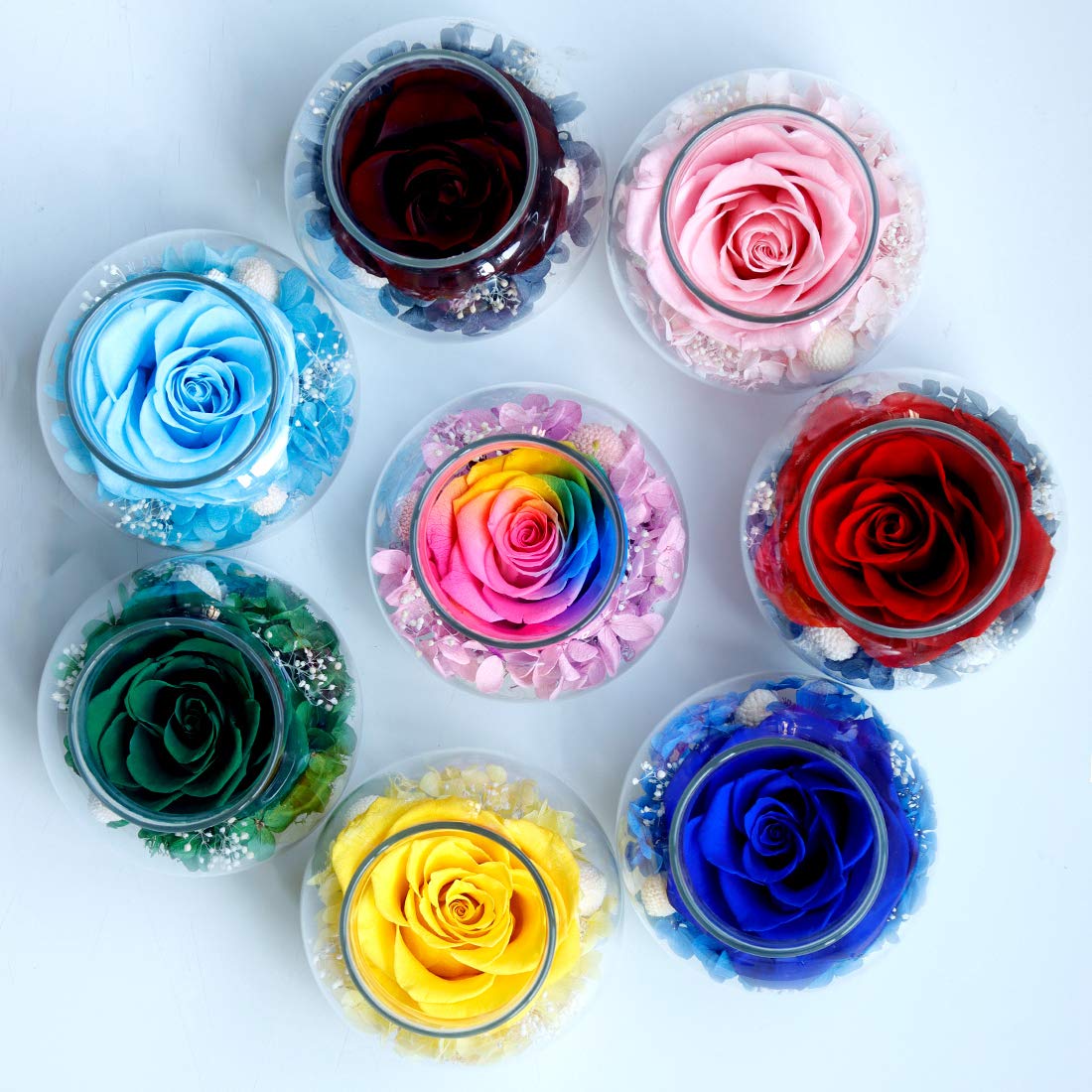 roliys Preserved Real Roses with Colorful Mood Light Wishing Bottle, Eternal Rose,Never Withered Flowers, Table Decor,Christmas Anniversary Valentine's, Blue 4.3inch, 1pcs