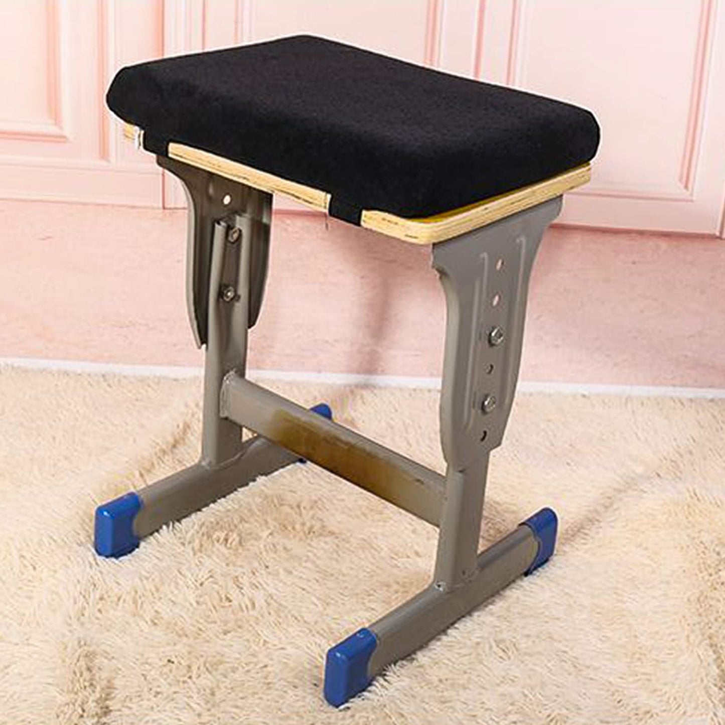 BXT Saddle Stool Cushion Pads, Bench Rectangular Stool Seat Cushion Rectangle Chair Pad Seat Covers with Buckle Strap for School Kitchen(Black)