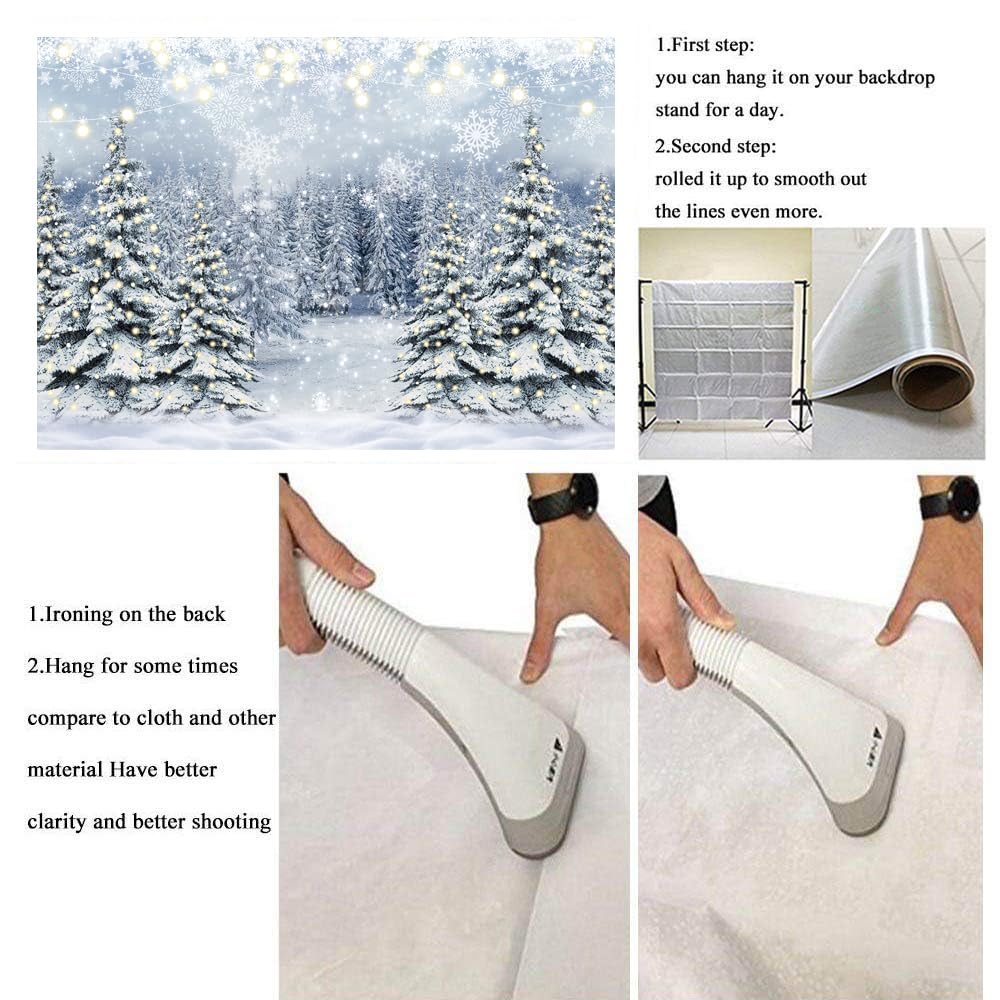 Winter Forest Photography Backdrop Glitter Snowy Pine Tree Scene Background Christmas Xmas Holiday Happy New Year Holiday Party Decoration Banner (7X5FT(82x59inch))