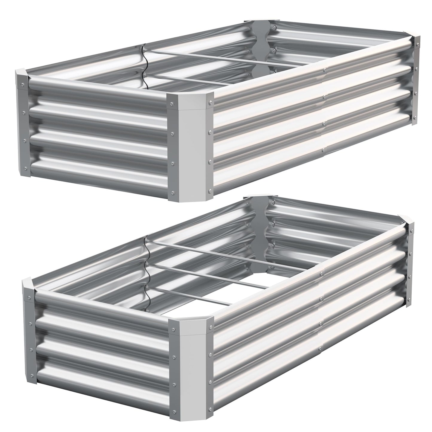 Anmiro Galvanized Raised Garden Bed,Outdoor Planter Box Metal Patio Kit Planting Bed for Vegetables Flowers Herb (Galvanized, 4x2x1ft-2p)