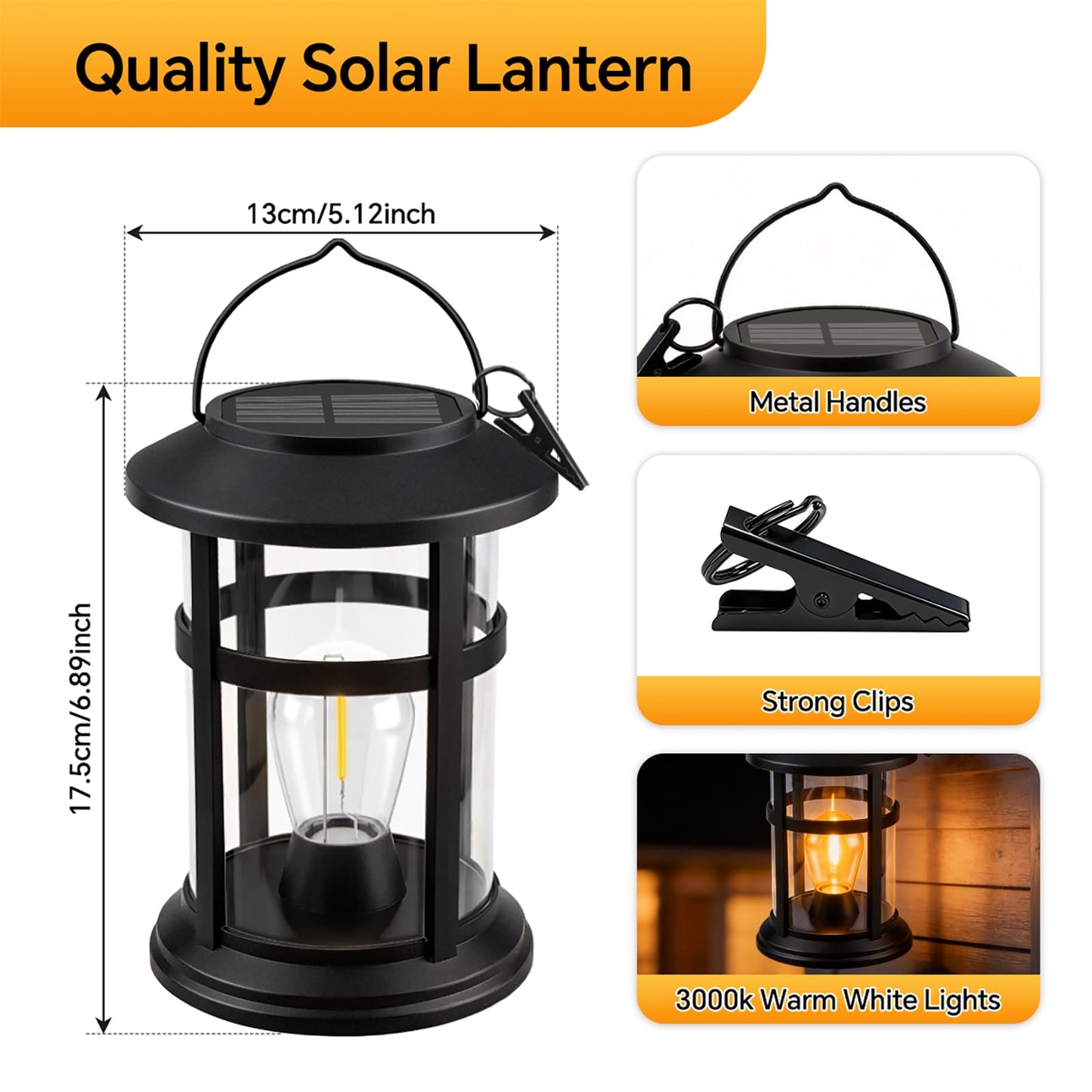 Solar Lanterns Outdoor Waterproof 2 Pack Hanging Solar Lights for Outside, 800mAh Bright LED Upgraded Solar Powered Lanterns Lighting for Yard Garden Porch Pathway Lawns Decor Unique Gifts
