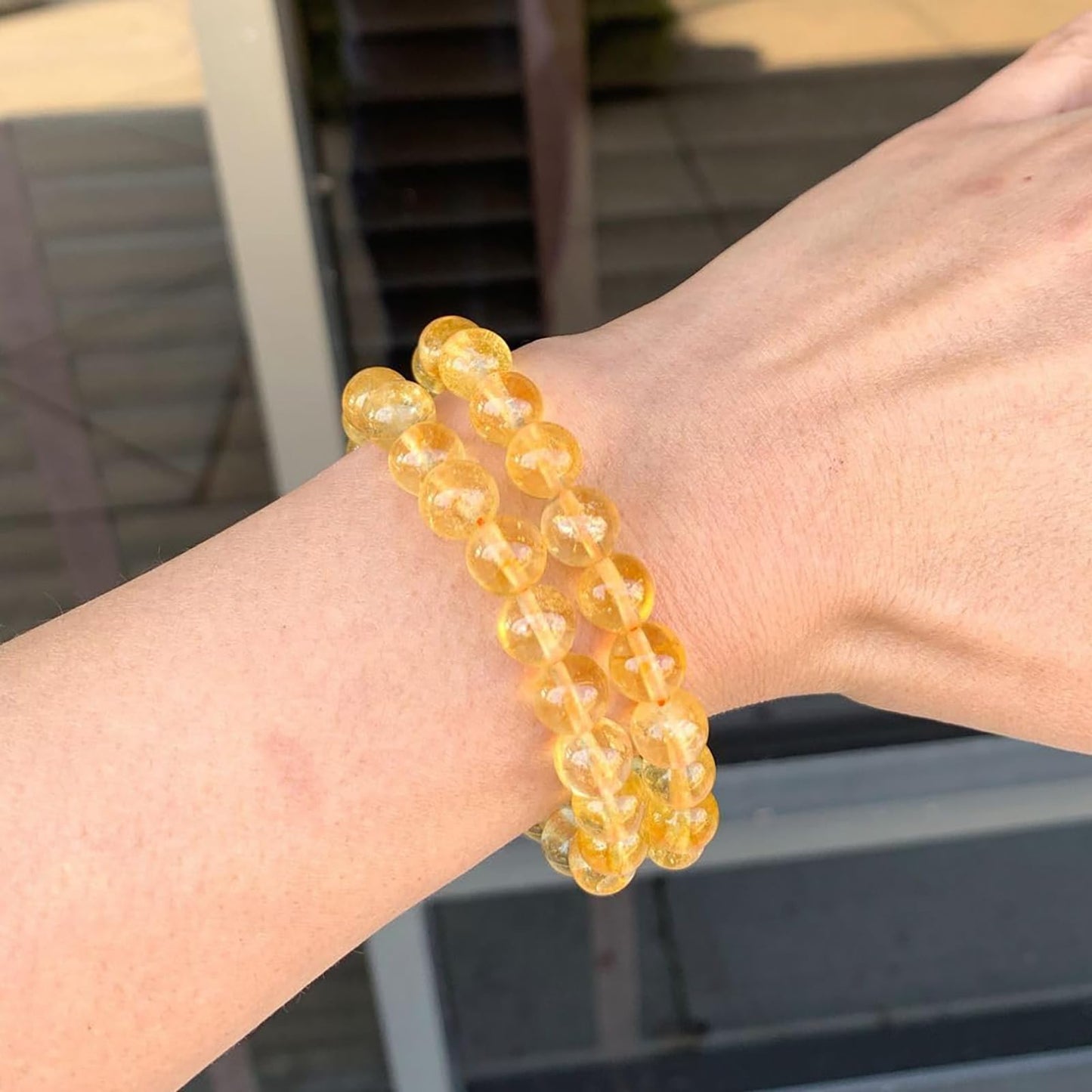 Naupyal November Birthstone Bracelet for Women Men,Citrine Natural Stone Beaded Bracelets,Healing Crystal Gemstones Stretch Bracelet Stress Relief Month Bracelet Birthday Jewelry Gifts
