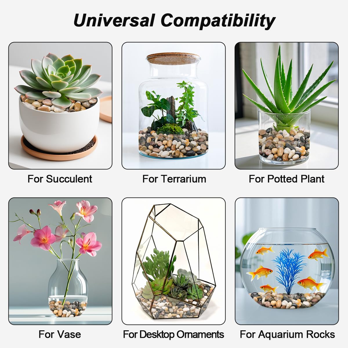 Virekm River Rocks, Decorative Ornamental Pebbles,Garden Landscaping Stones,Gravel Filler for Home Decoration Flower Bed Fish Tank Plants Vases Succulents
