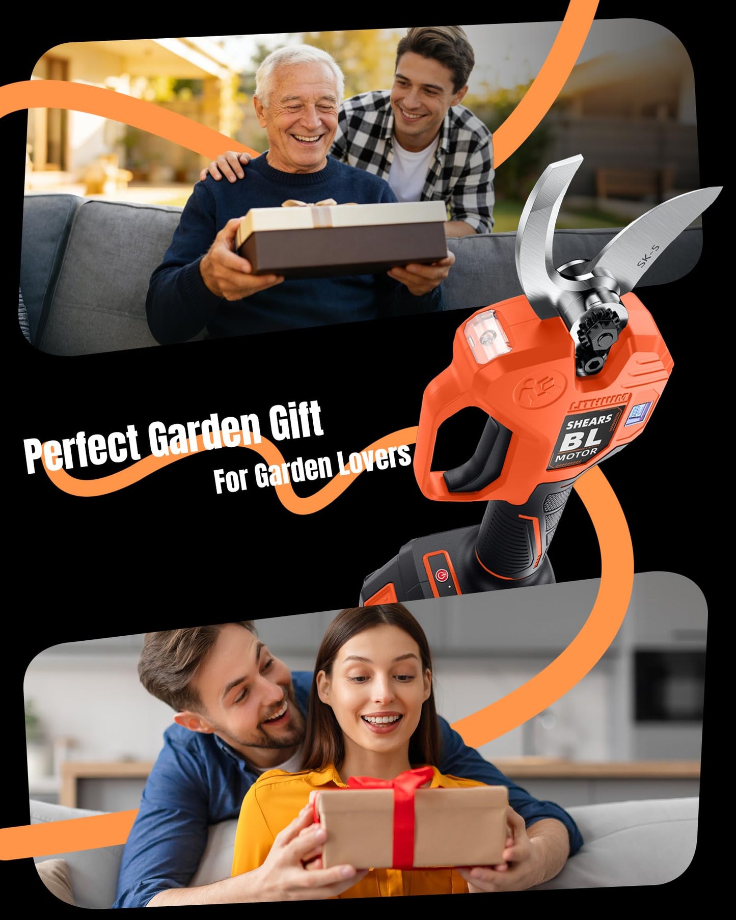 VOTREK® Cordless Electric Pruning Shears, Effort-Saving Power Pruner Cuts Branches up to 1.6", Lightweight with Safety Lock, SK5 Steel Blade, Brushless Motor, Battery Included for Tree Trimming