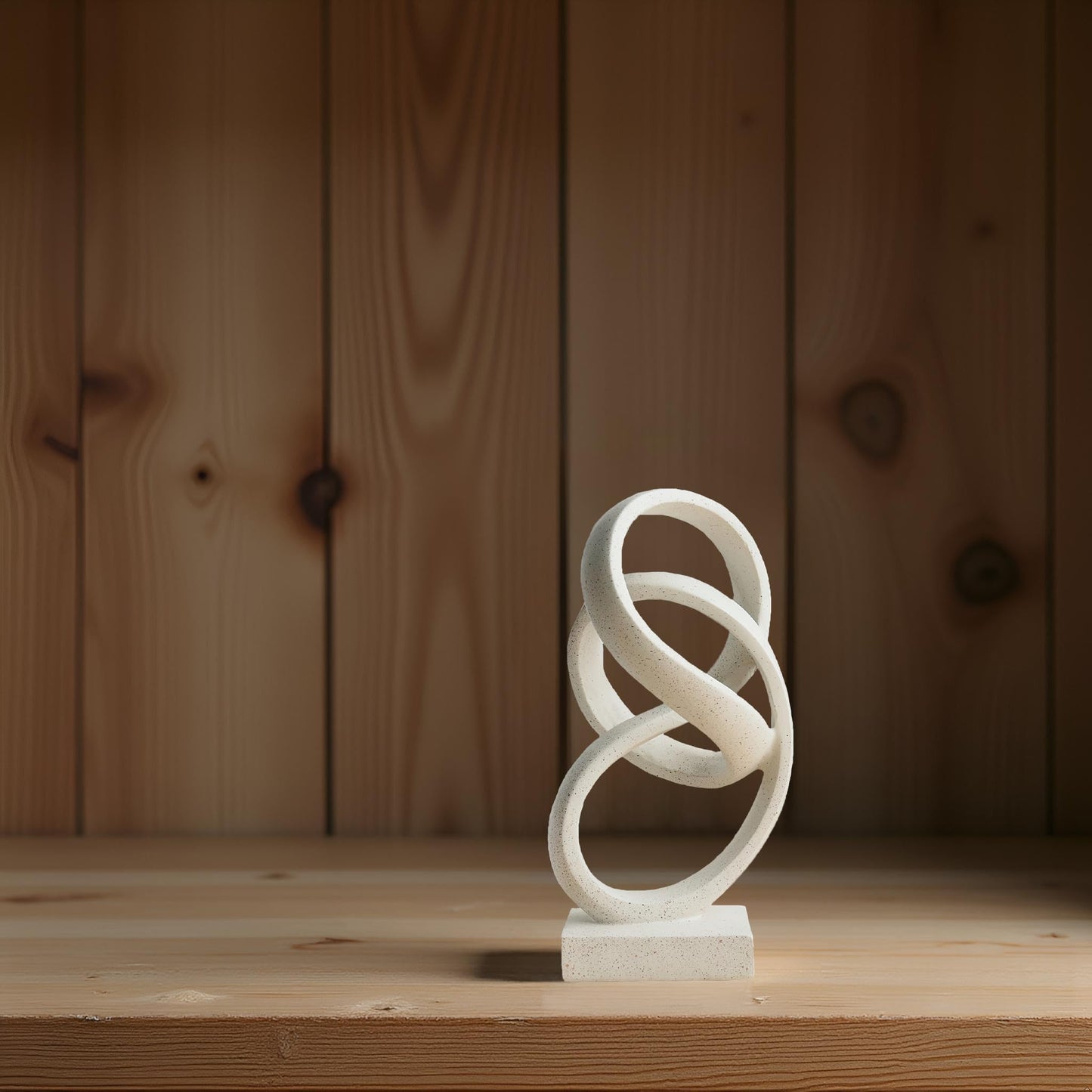 LAIKEARTS 10" Modern Abstract Ribbon Decorative Sculpture, Knot Sculptures,Home Decor,Coffee Table Statues,Dining Living Room Desk Decor(White)
