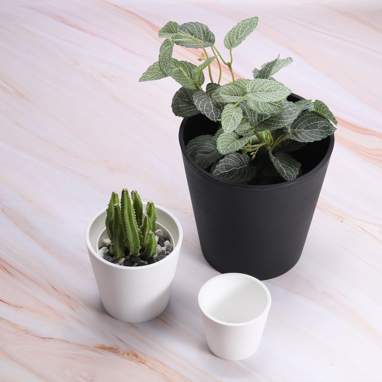 PATIKIL 3.7 Inch/9.5cm Mini Plastic Planter Pot, Modern Round Flower Pot Plant Container for Indoor Outdoor, Black