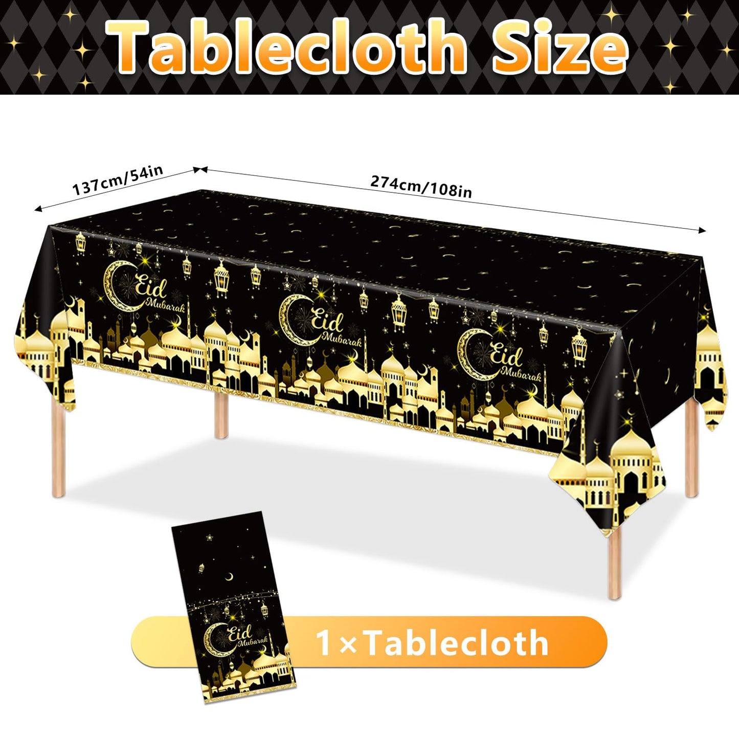 98PCS Eid Mubarak Party Supplies Black and Gold Ramadan Tableware Set Ramadan Mubarak Paper Plates and Napkins Eid Mubarak Party Decorations Eid Al-fitr Party Disposable Dinnerware Set for 16 Guests