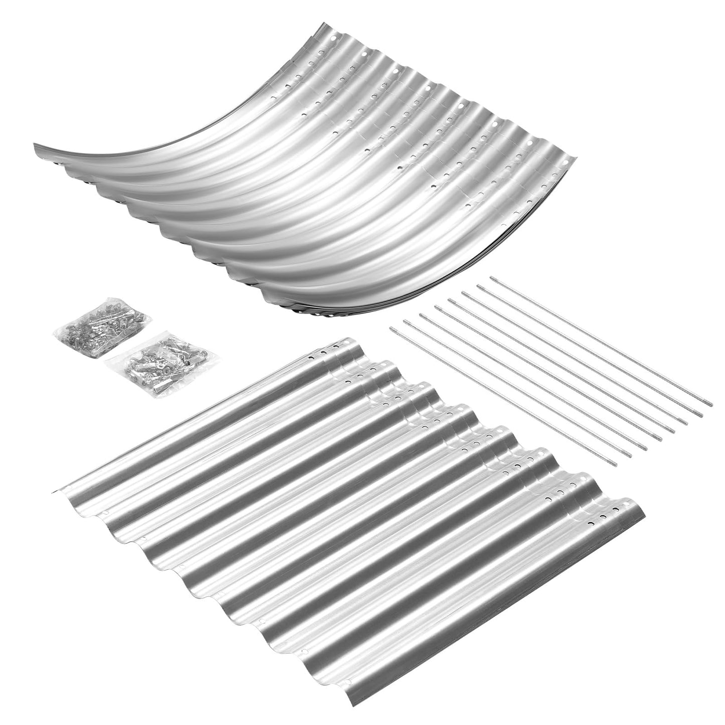 Land Guard Galvanized Raised Garden Bed, 8x4x2ft Planter Boxes Outdoor, Oval Larger Metal Planter Boxes for Vegetables, Fruits, Flowers (Silver)