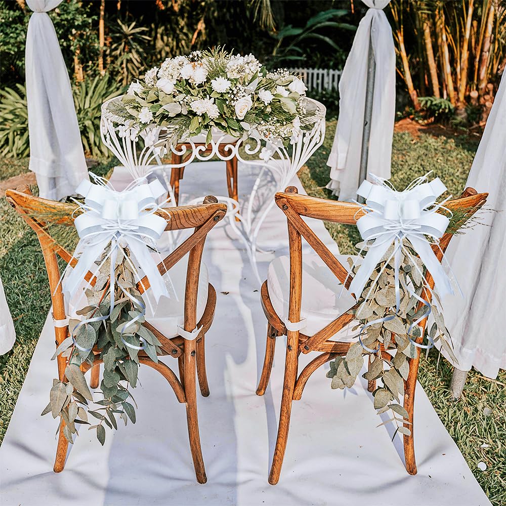 WEWILUCK White Gift Bow, Big White Pull Bows for Gift Wrapping, Wedding, Christmas, Valentine's Day, Presents, Flower Basket Decor(6 inches, 15PCS)