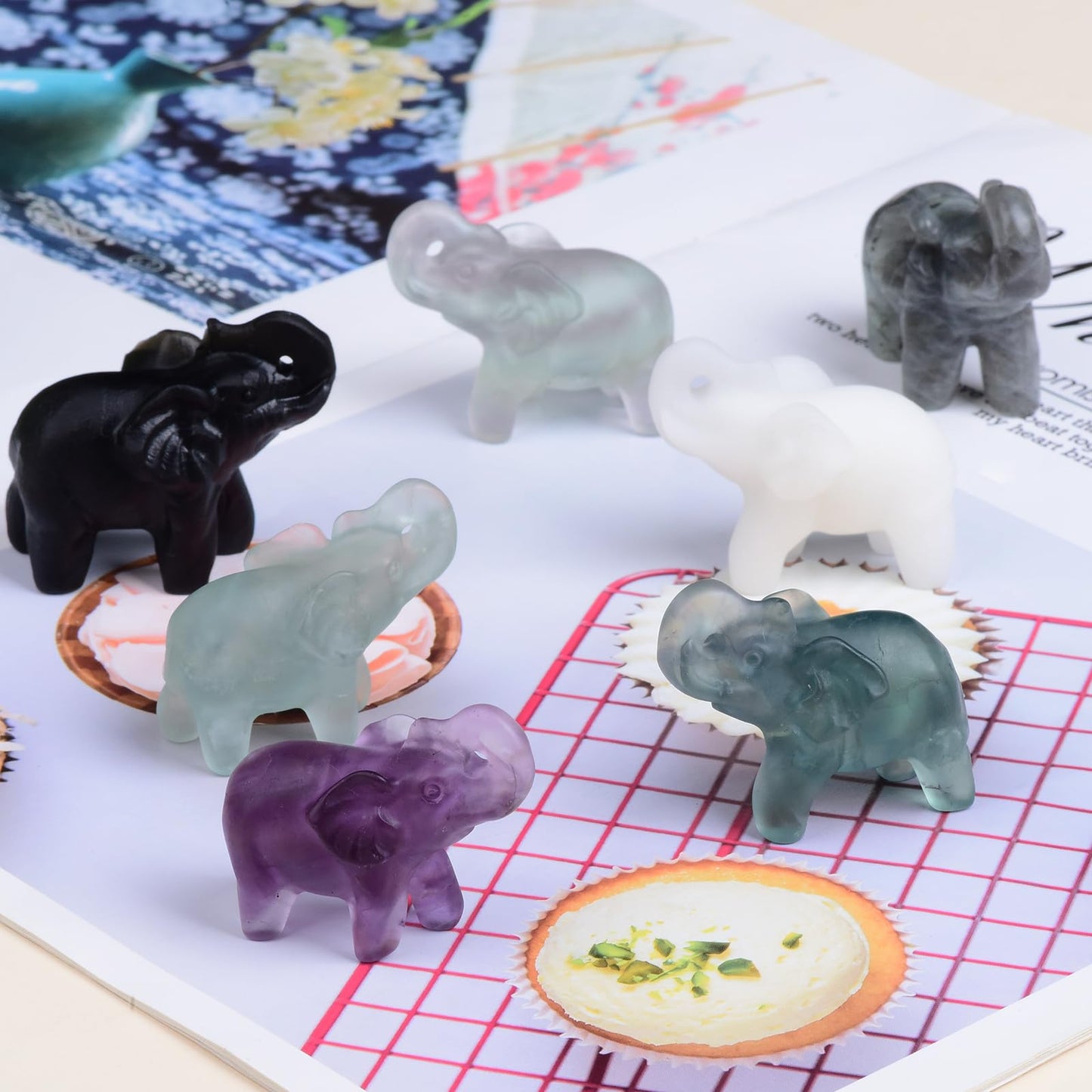 Ytbeoxk 2.1 Inch Black Obsidian Elephant Crystals Decor, Healing Crystal Cute Figurines, Black Elephant Gemstones Decorations Statue, Lucky Reiki Stones in Home Office Meditation Gift for Women Men