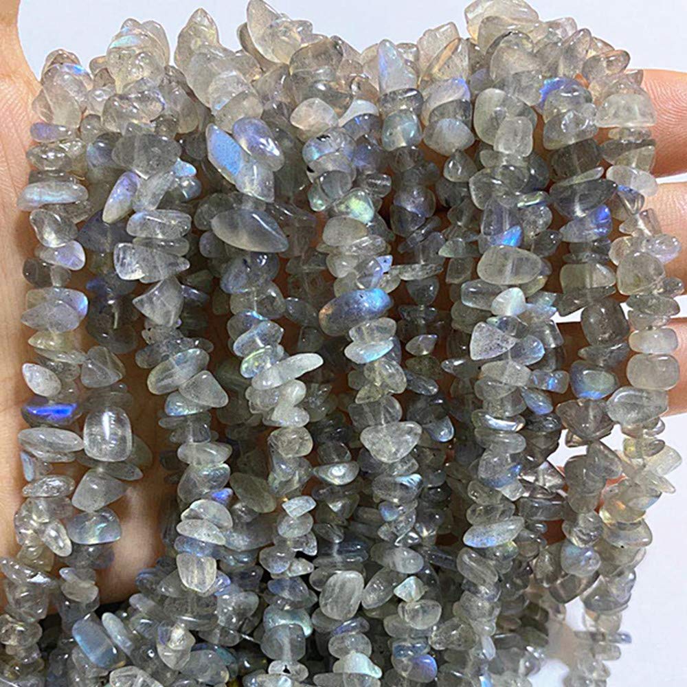 PLTbeads Gemstone Chips Natural Labradorite3-5mm Healing Crystals Waist Bracelets Necklace Kit Irregular Stone DIY Crafts Design Jewelry Making Approxi 32 inch