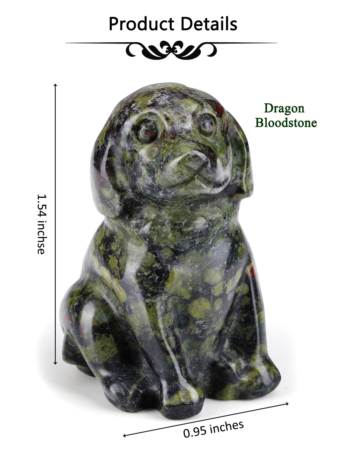 CrystalTears Dragon Bloodstone Crystal Dog Ornament, Cute Dogs Gifts for Women Dog Lovers Men Christmas, 1.5” Lucky Healing Gemstone Labrador Dogs Puppy Figurine Statue for Home Office Desk Decor