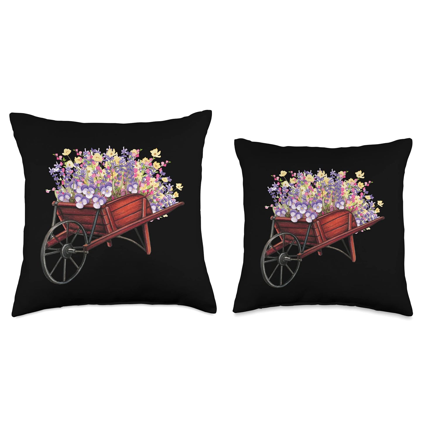 Flower Flowers Wheelbarrow Garden Gardening Gardener Nature Throw Pillow