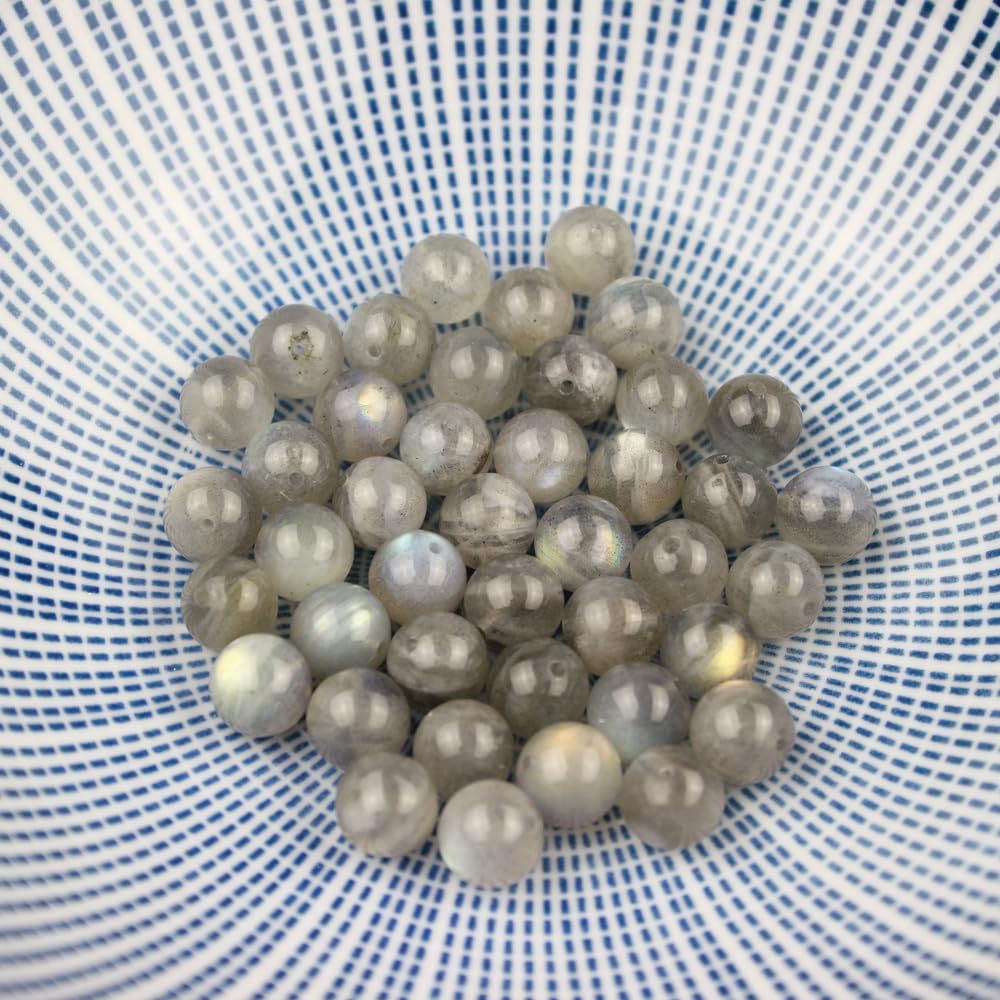 MJDCB Natural Round Stone Beads 6mm Labradorite Loose Gemstone Beads for Jewelry Making Bracelet Necklace 60pcs