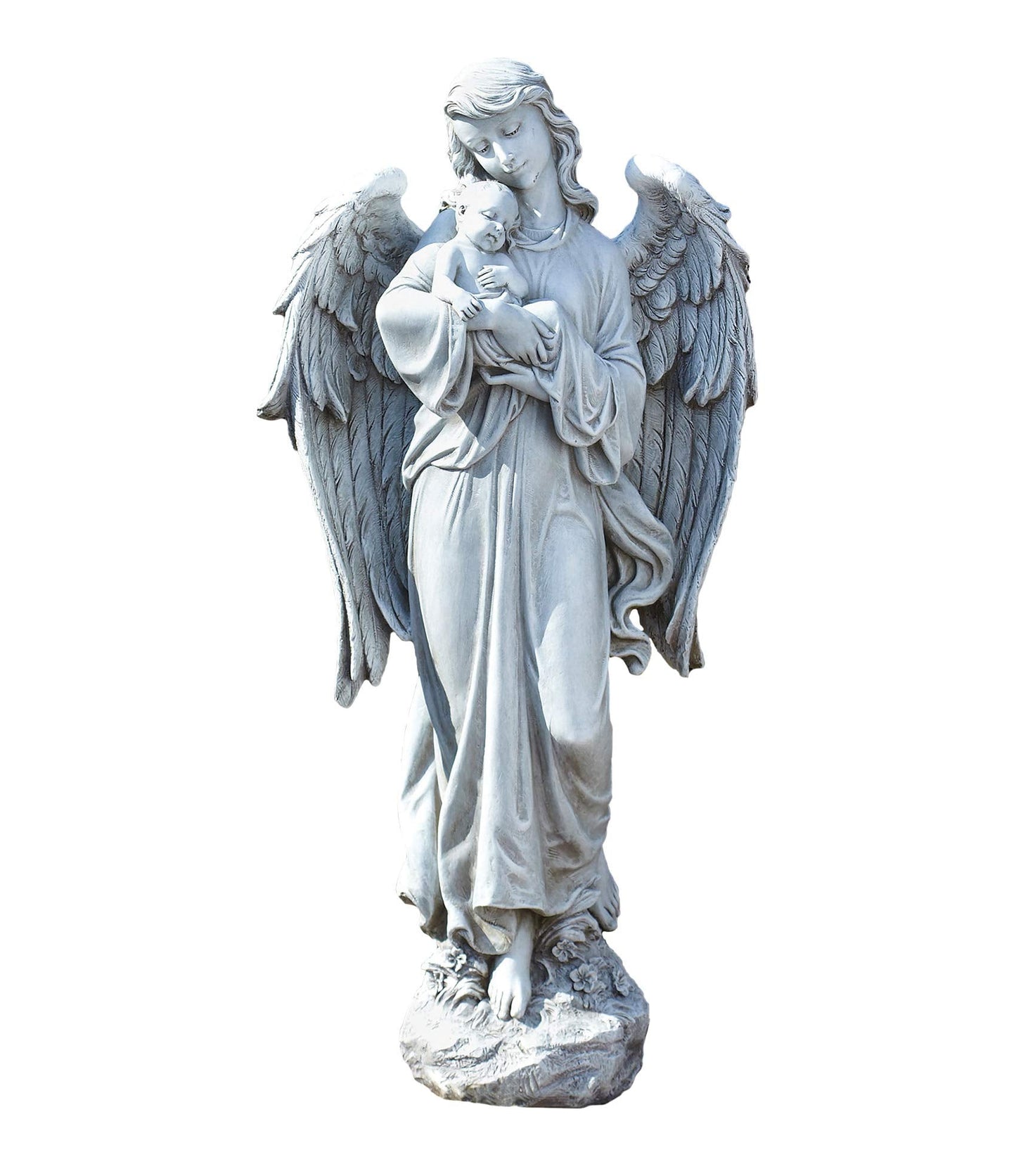 Joseph's Studio Angel Holding Baby Garden Statue – 25.5" Tall Religious Outdoor Décor – Durable Resin, Inspirational Christian Yard Sculpture