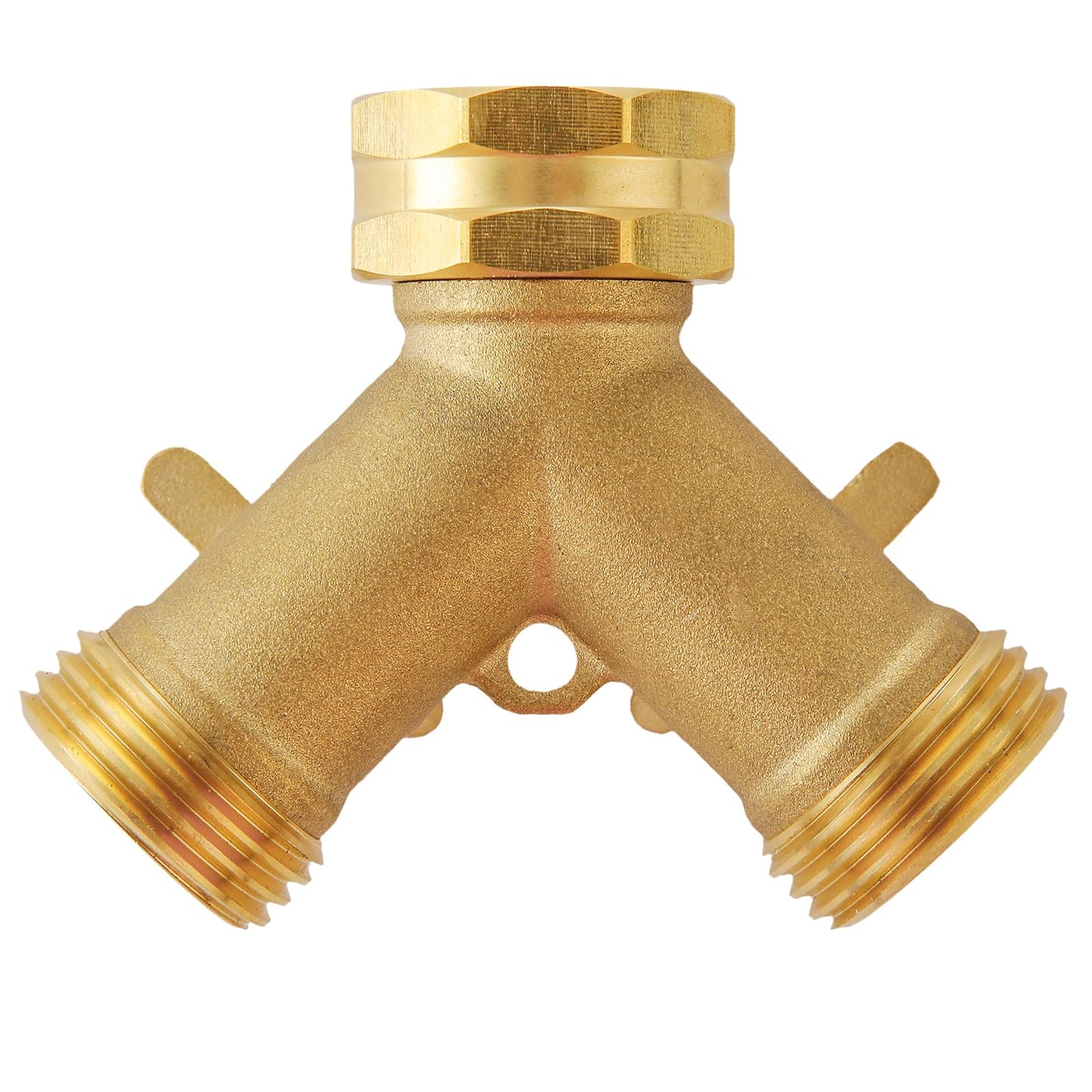 Garden Hose Splitter 2 Way Heavy Duty, Outdoor Faucet Splitter 2 Way, Solid Brass Spigot Splitter Hose Y Splitter with Shutoff Valve