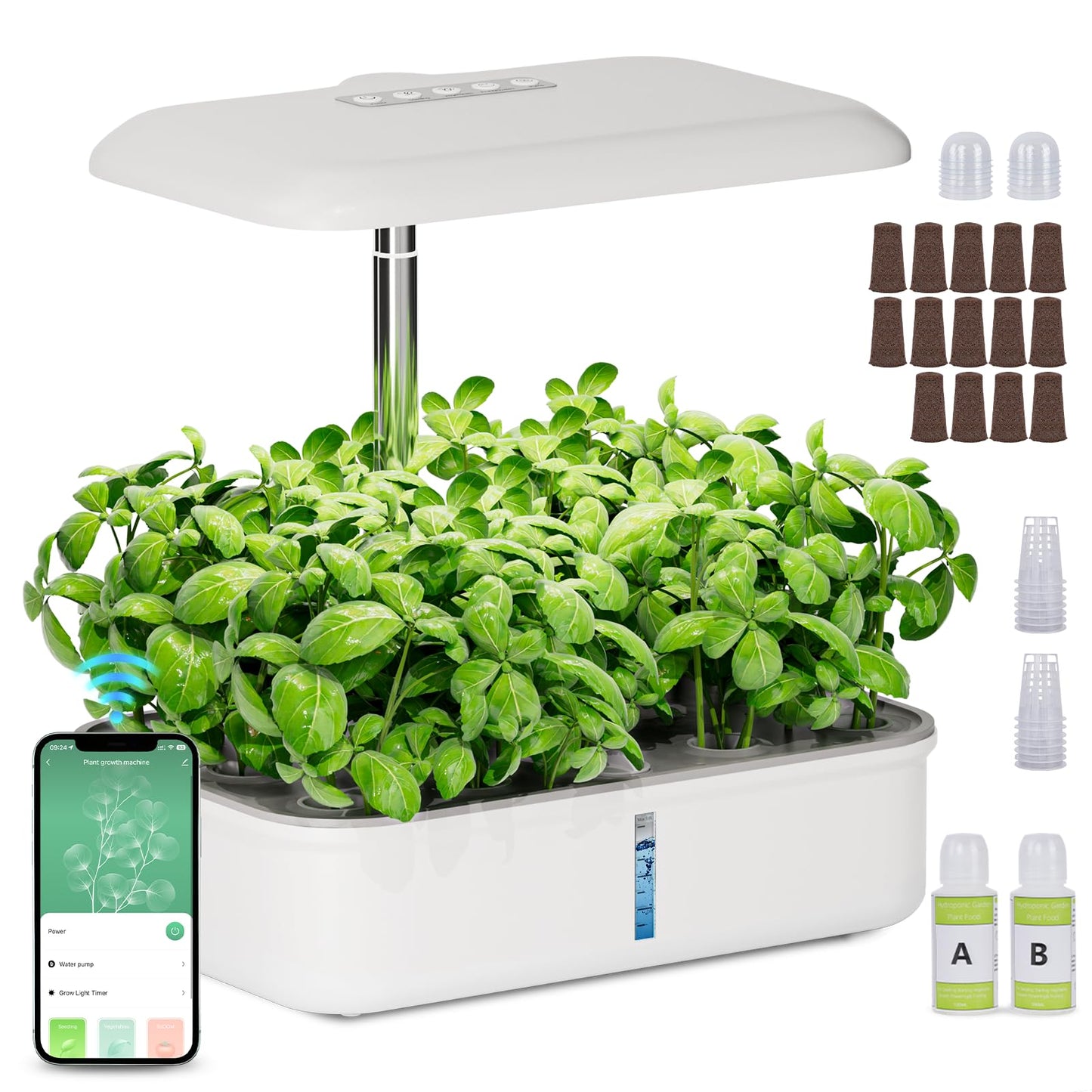 SPECILITE Hydroponics Growing System Kit, 14 Pods Smart Indoor Herb Garden with Grow Light, WiFi & App Control, Quiet Pump, 5L Water Tank, Automatic Timer Planter for Gardening Gifts, White