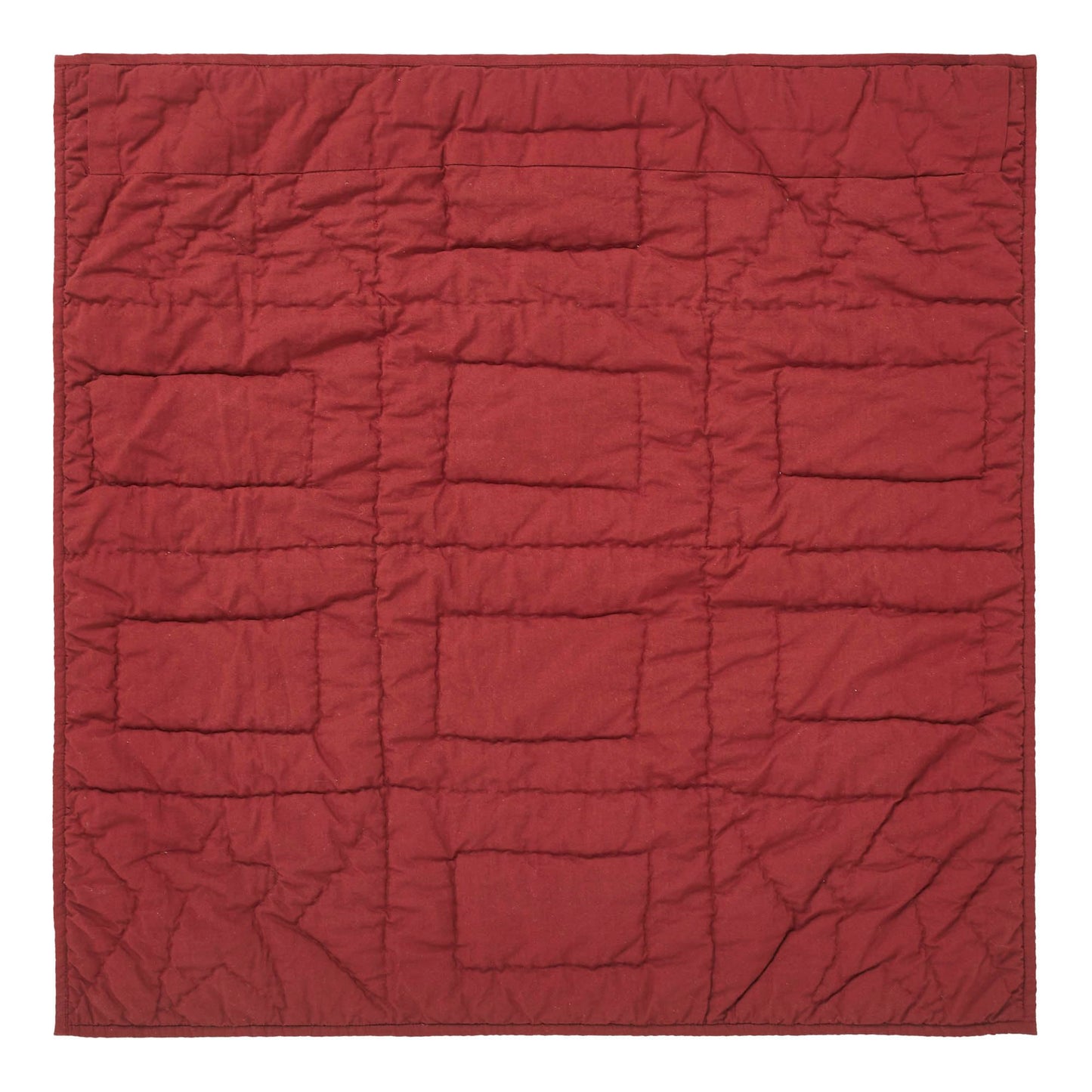 VHC Brands Connell Quilted Lap Throw 30Wx30L, Bedroom and Living Room Decor, Blanket, Cotton, Connell Collection, Square 30x30, Burgundy