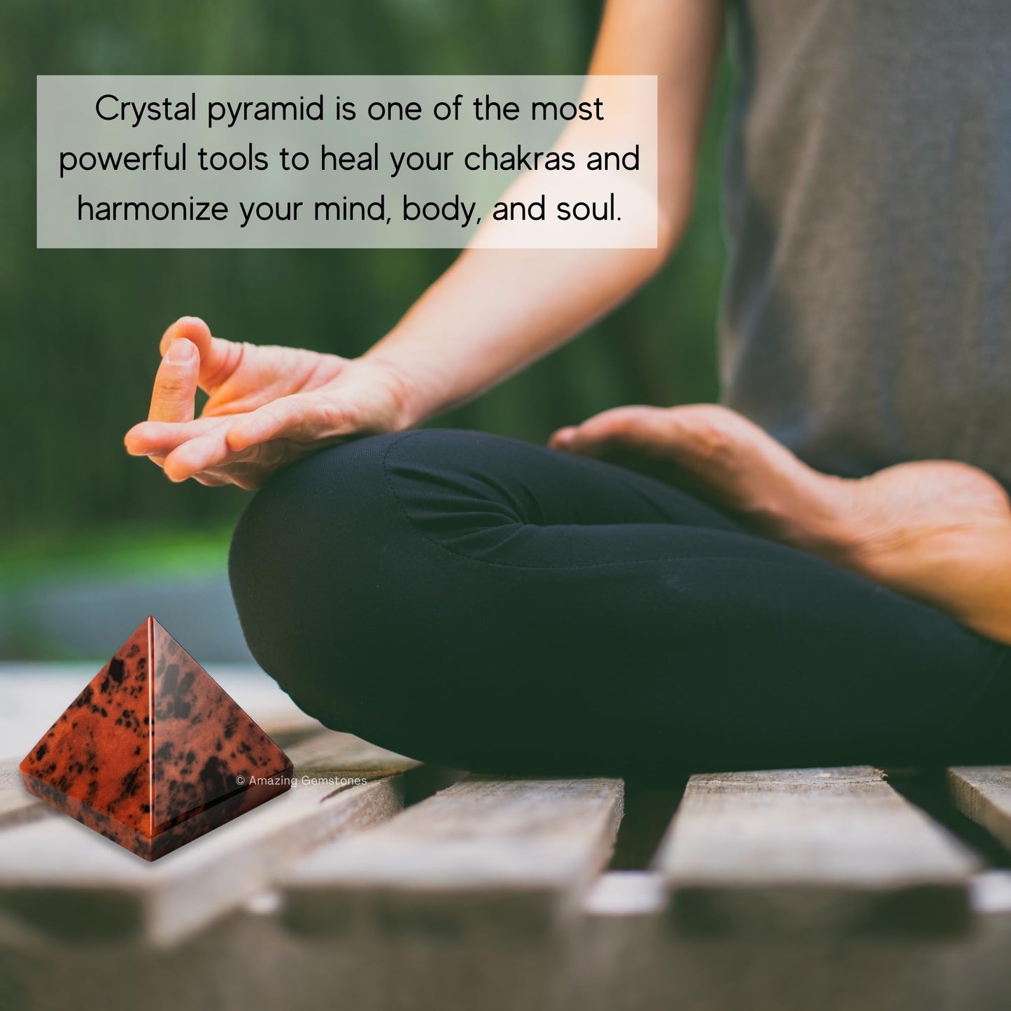 Amazing Gemstone Mahogany Obsidian Pyramid Crystal Healing Stones - 2" Great Pyramid Figurine of Natural Stone Pyramid for Meditation, Reiki, Chakra Balancing and Crystal Pyramids Grid