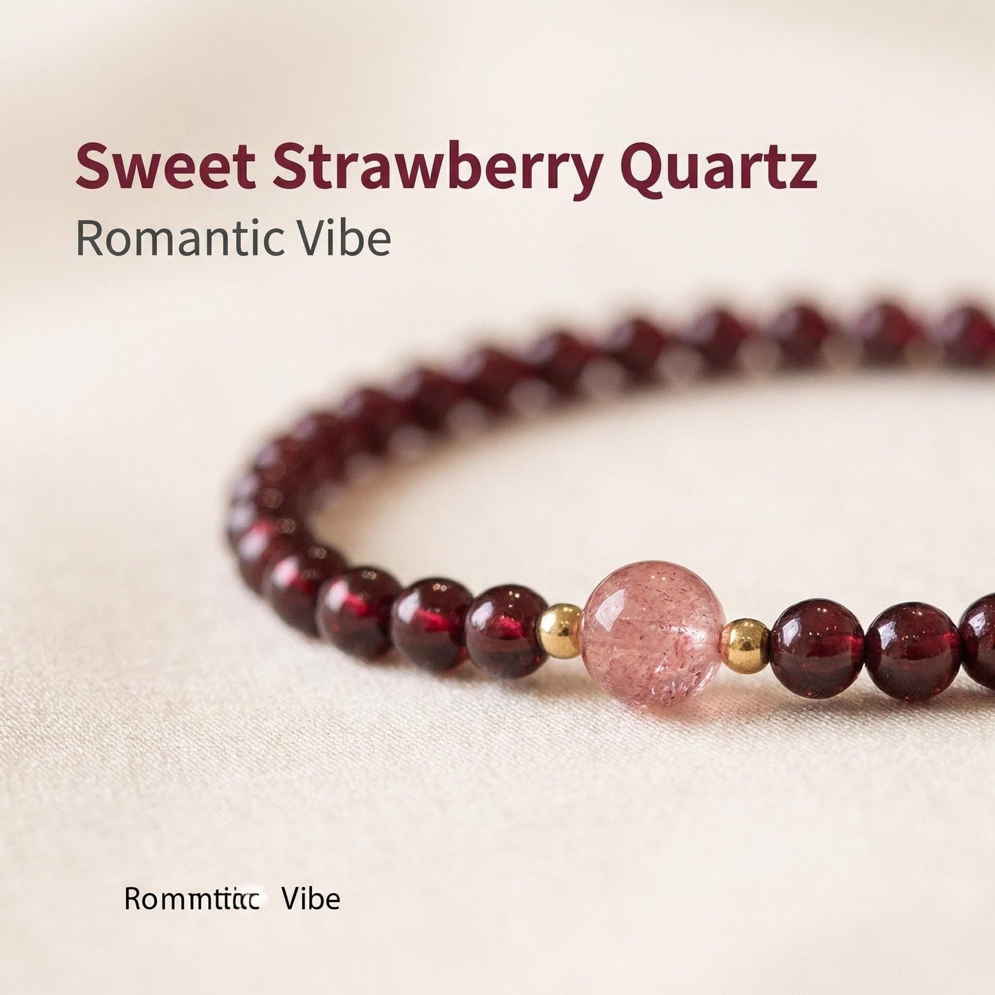 CNYTPE Garnet Bracelet for Women – Red Garnet Jewelry, Healing Crystal Bracelet, Handmade Gemstone Jewelry, Symbol of Love, Happiness & Harmony (Garnet & Strawberry Quartz Single-Strand)
