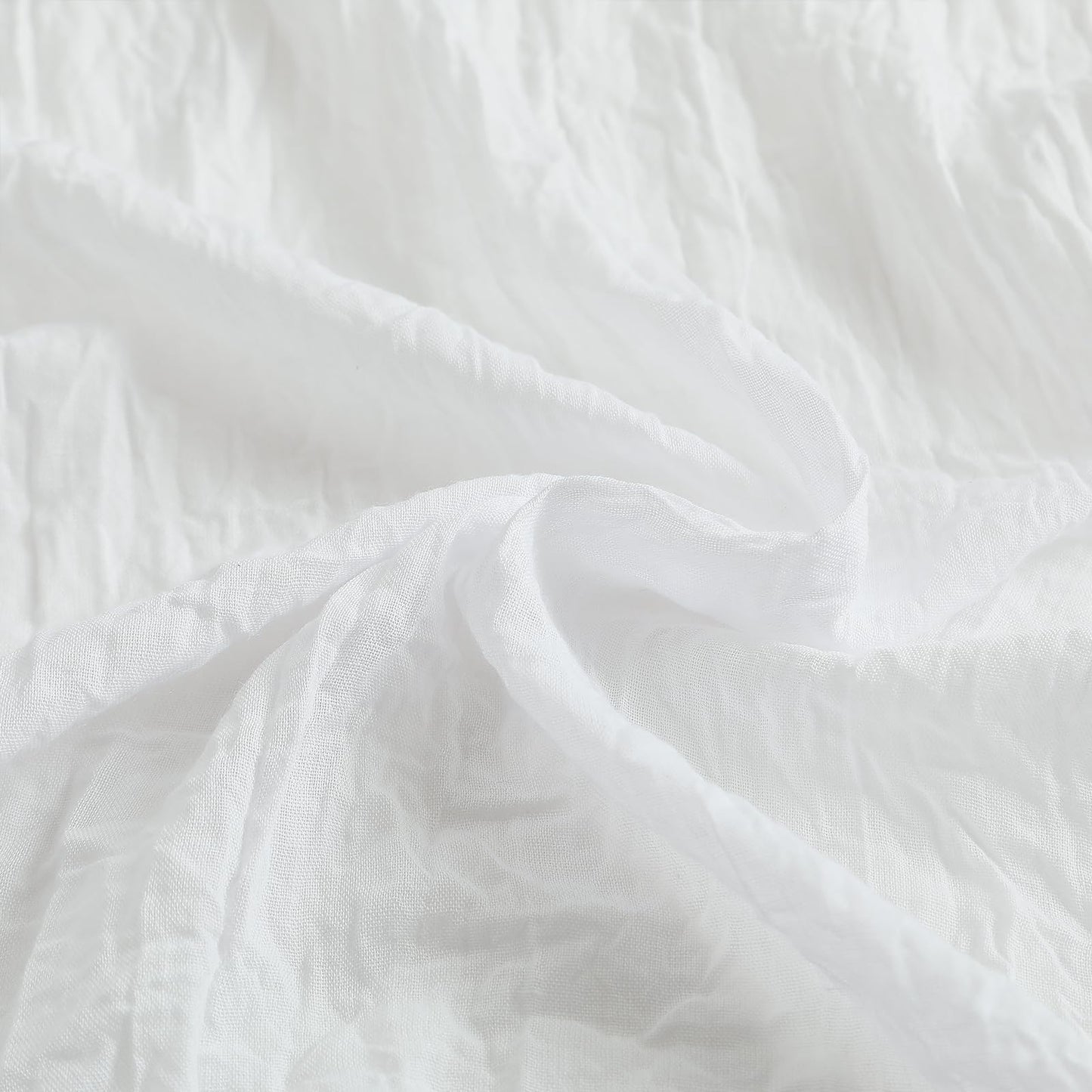 Anpark Elegant White Sheer Curtains 84 Inches Long for Living Room Bedroom, Cotton Linen Textured Light Filtering Crinkle Sheer Drapes Natural Rod Pocket Voile Curtains, W52 x L84 in, 2 Panels