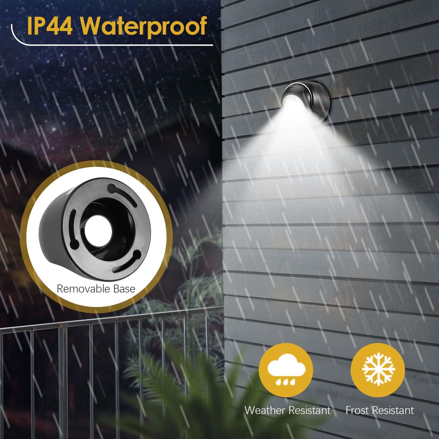 ProGreen 6000K Battery Motion Sensor Light Outdoor Waterproof Wireless LED Battery Powered Wall Light Auto On/Off Night Light 2 Pack Cool White
