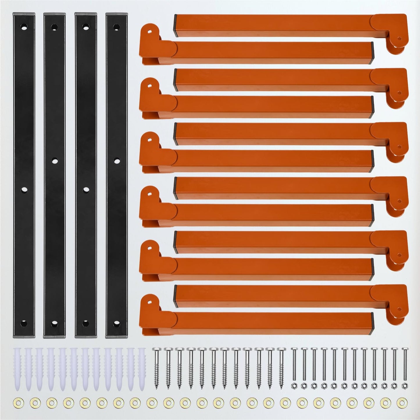WIMART Lumber Storage Metal Rack Wall, Heavy Duty 3-Level Wall-Mounted Wood Rack Organizer for Garage Workshop and Shed (4 Pack)